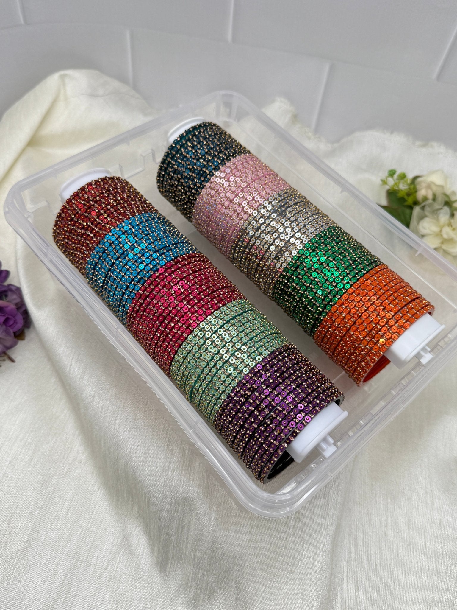 10 Color Coin Design Glass Bangle Box - 052 - Mahilas