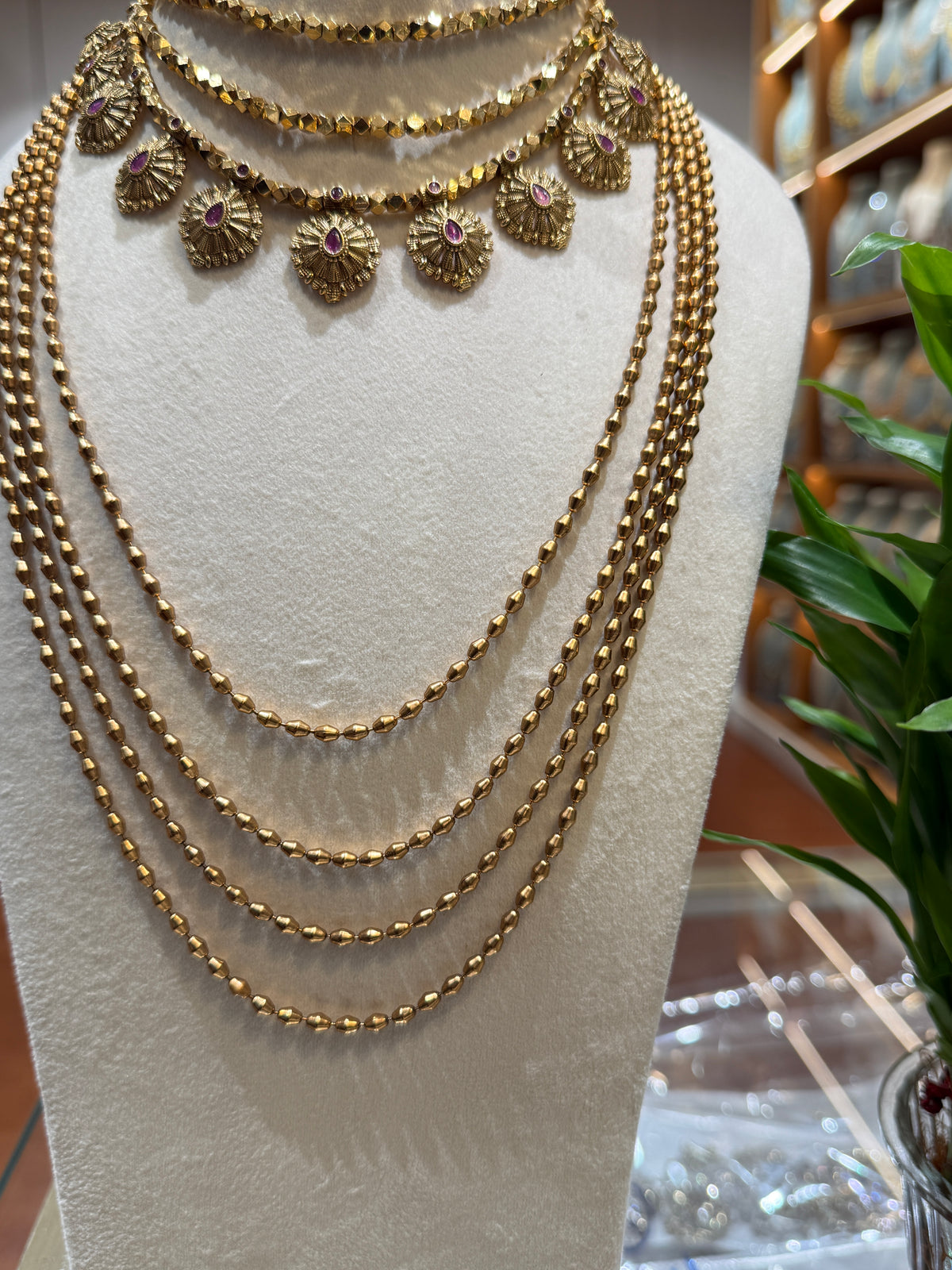Antique Layer Beads & Chain Full Necklace Set | NC009