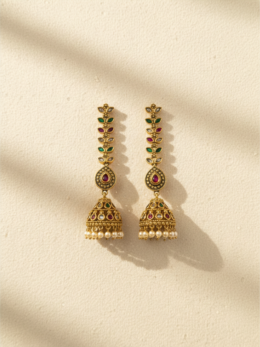 Antique Designer Jhumka Earrings With Maatal| E0745