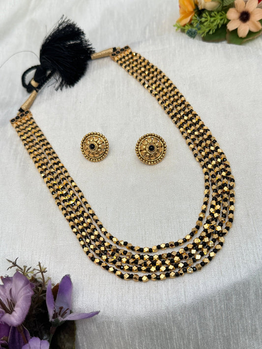 5 Layer Black Antique Necklace Set 554 - Mahilas