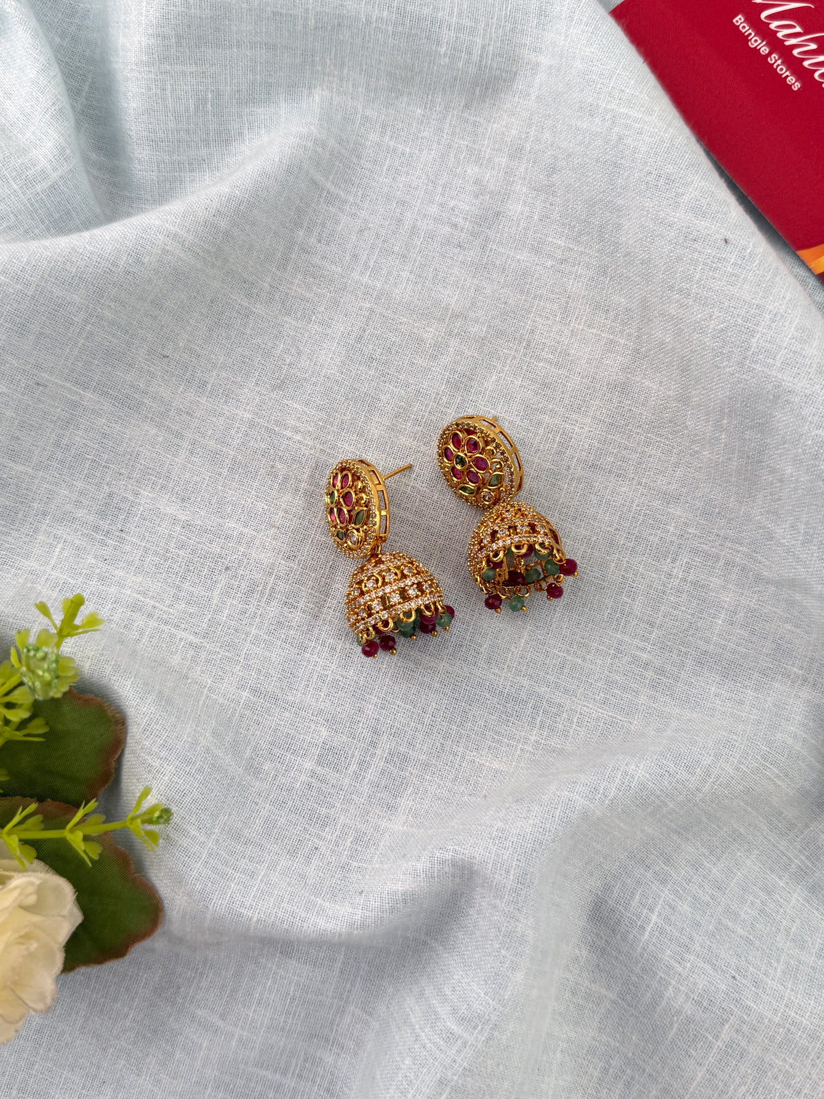 Antique Peacock Earrcuff & Jhumka Combo Earrings| E0773 B