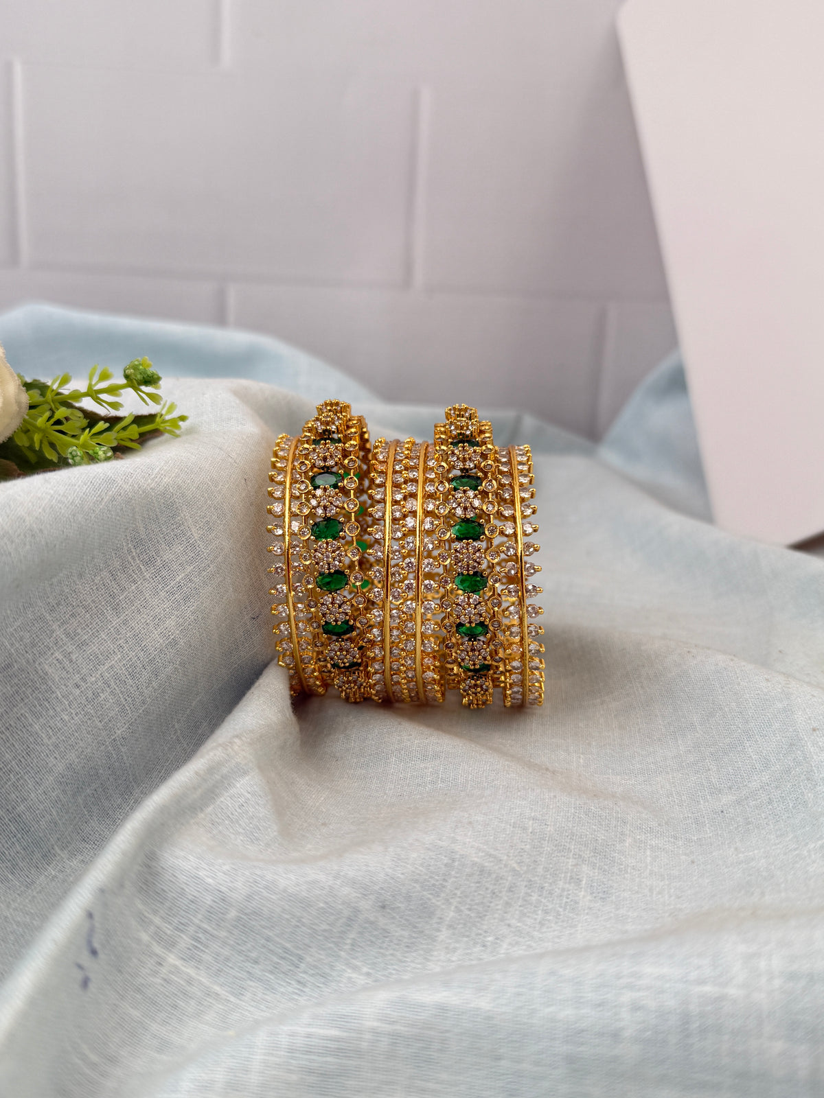 Designer Green Stone Bangle Set 0003