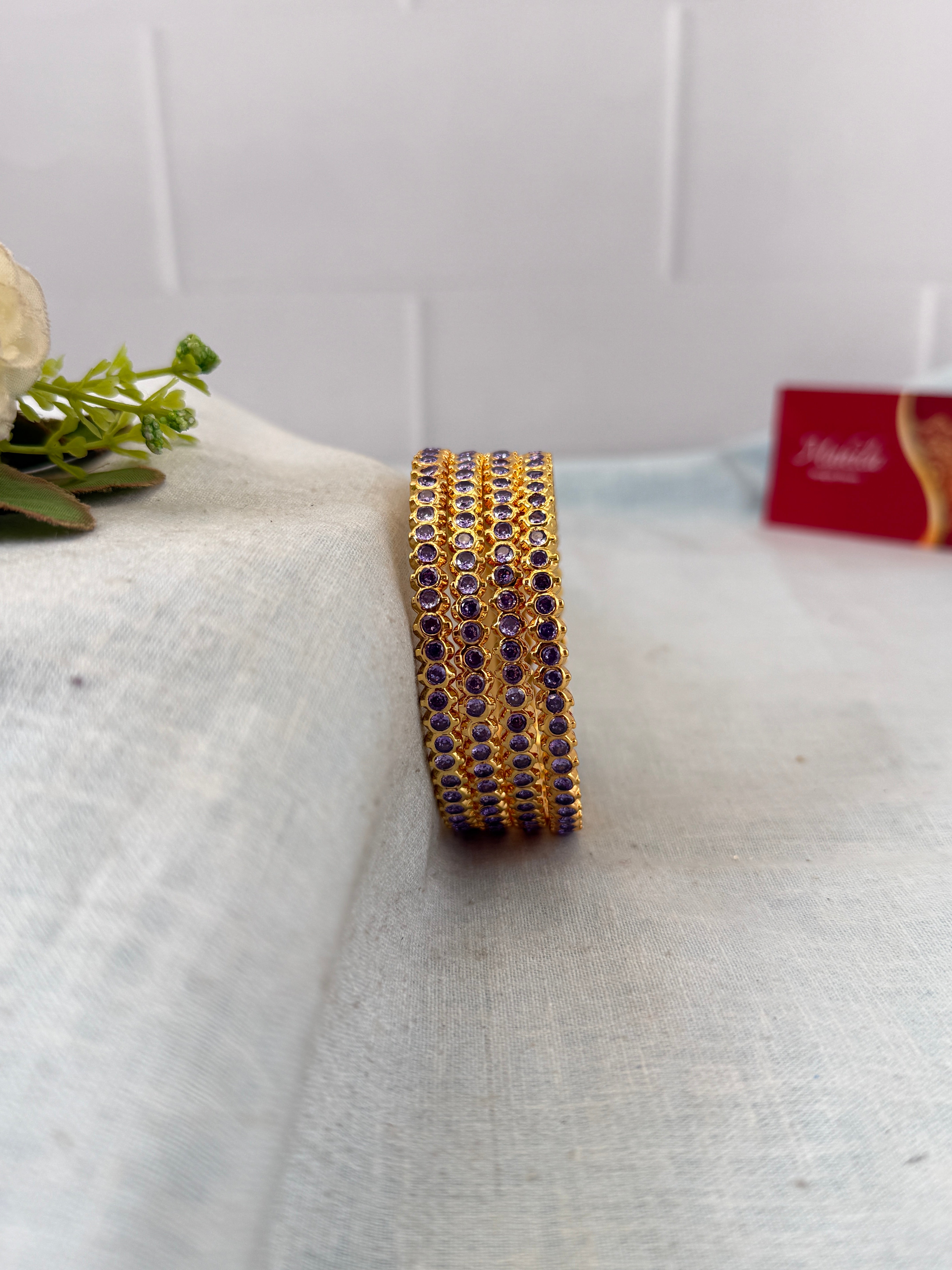 Luxurious Sampoorna Antique Stone Bangles 7226