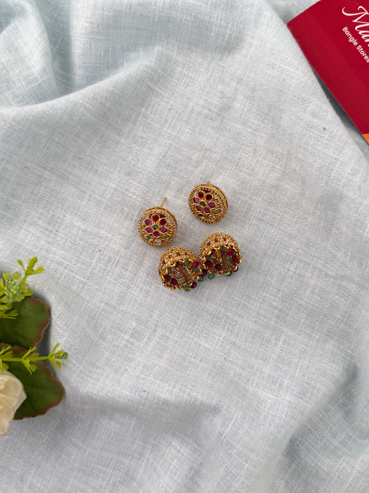 Antique Peacock Earrcuff & Jhumka Combo Earrings| E0773 B