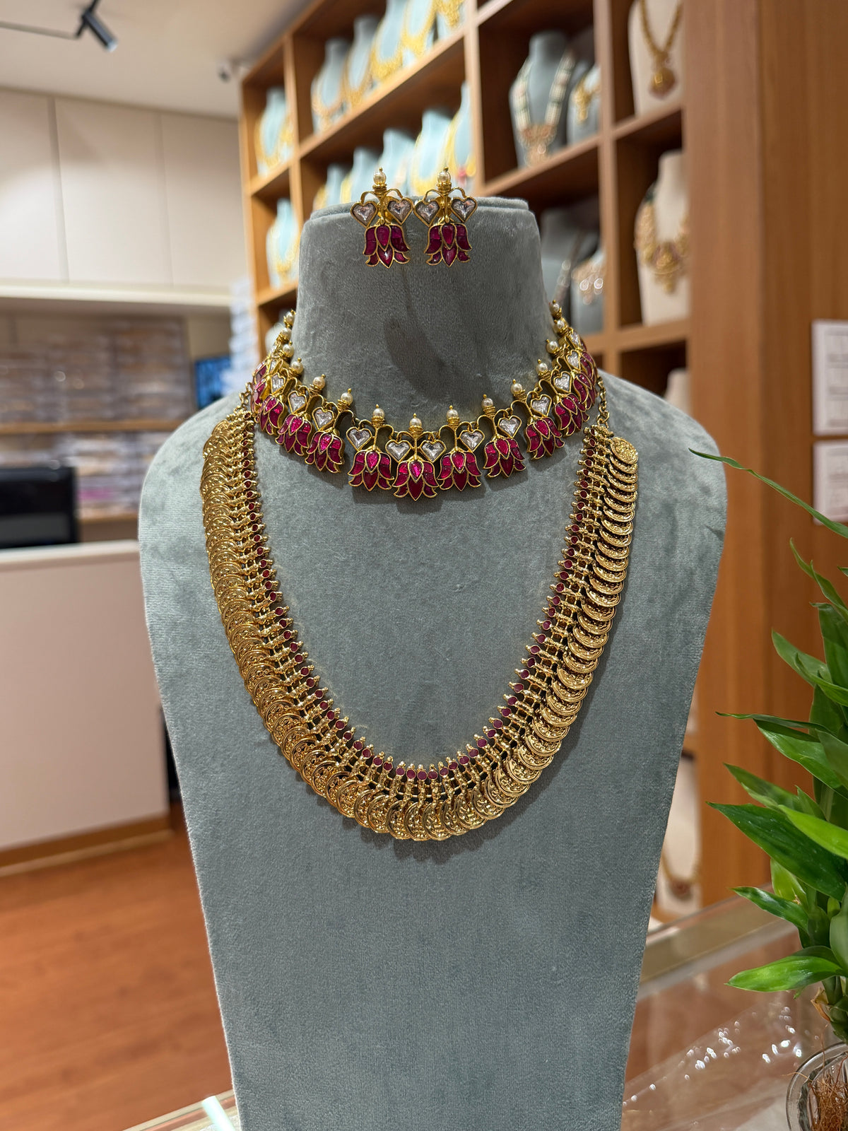 Jadau Kundan & Kaasu Full Necklace Full Set| NC018