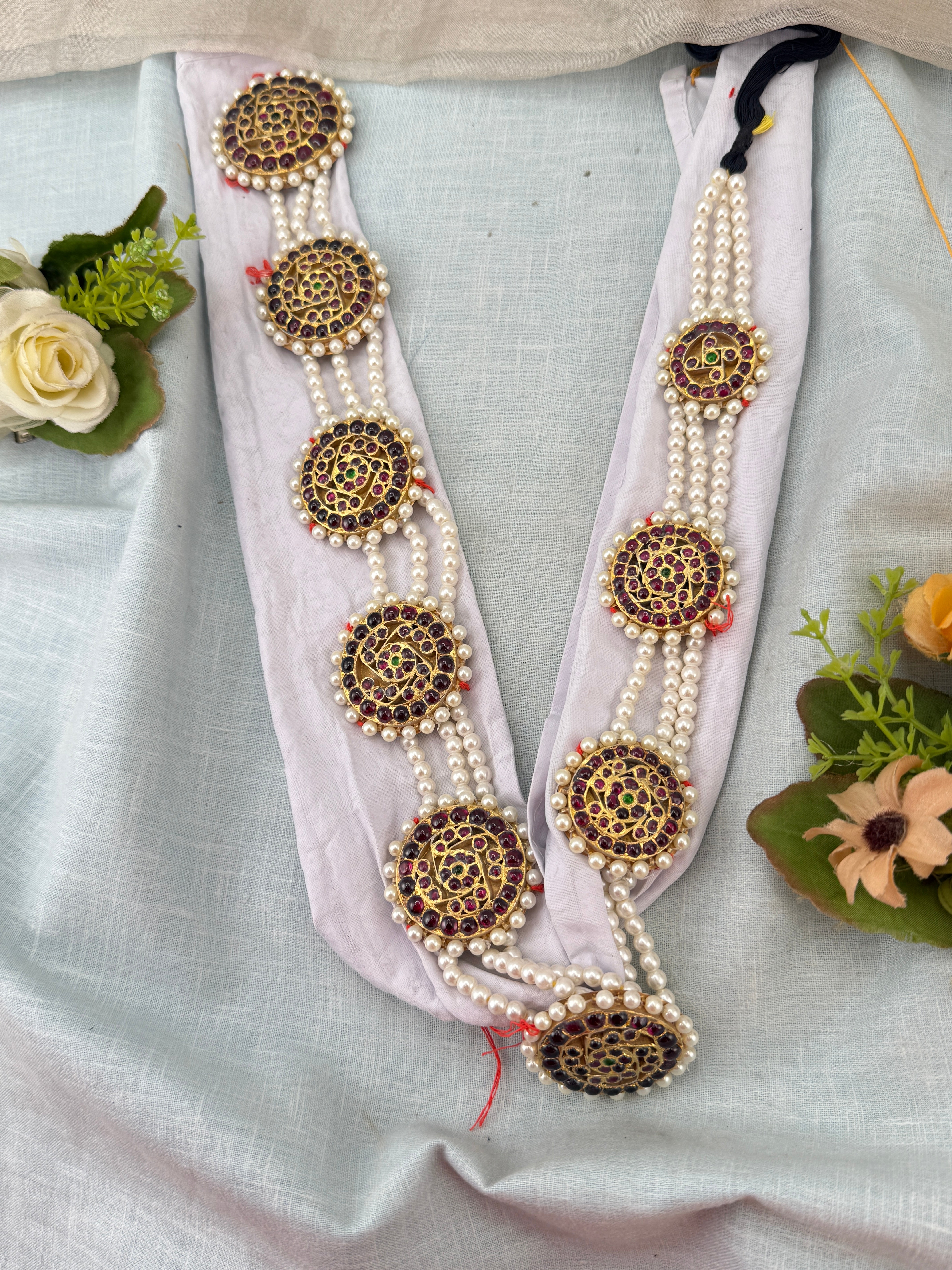 Luxurious Pure Silver Temple Jade Bille Set 160