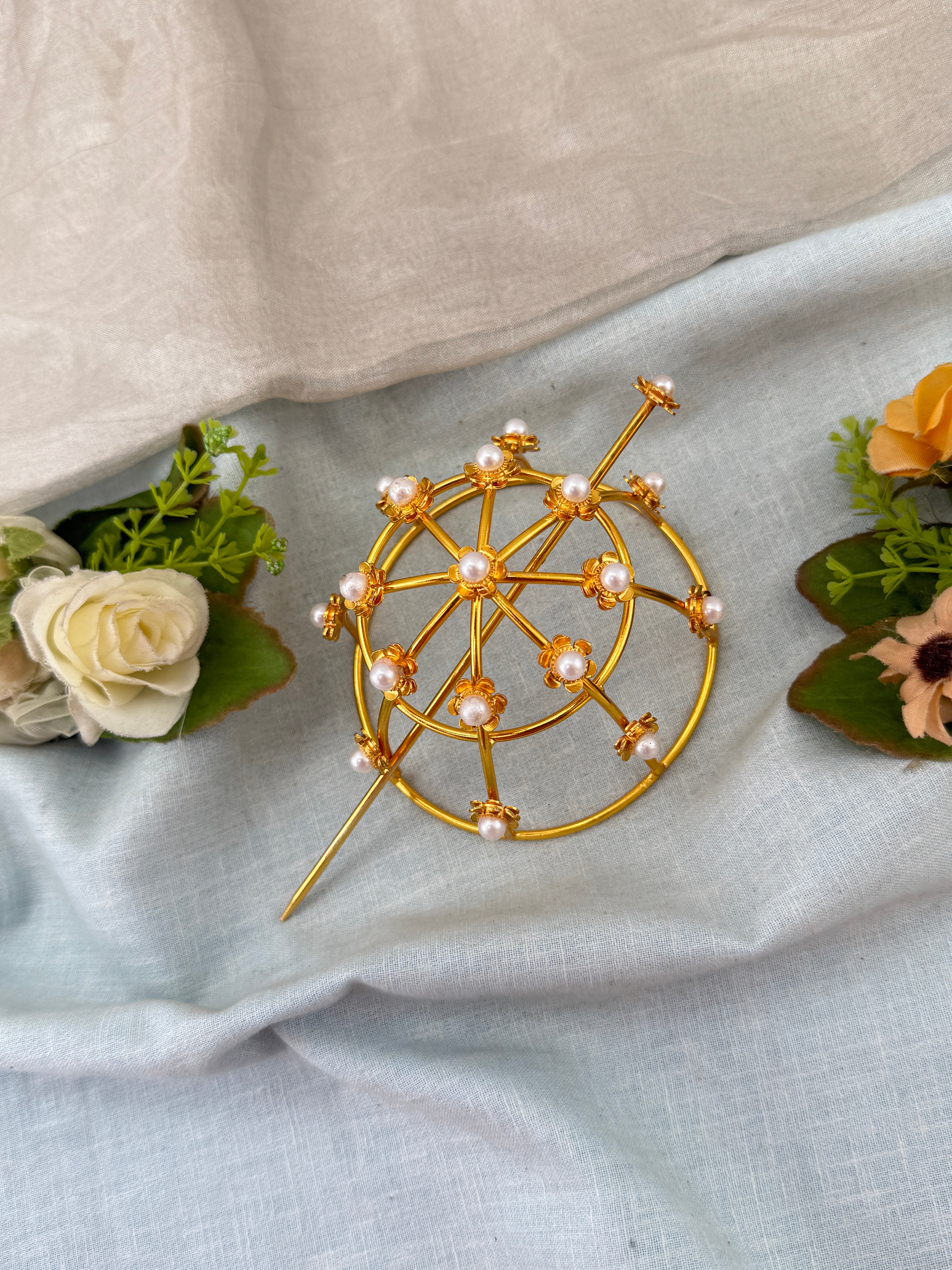 Hair bun, hair juda, hair jewellery, hair bun cage, kundan hair tie,