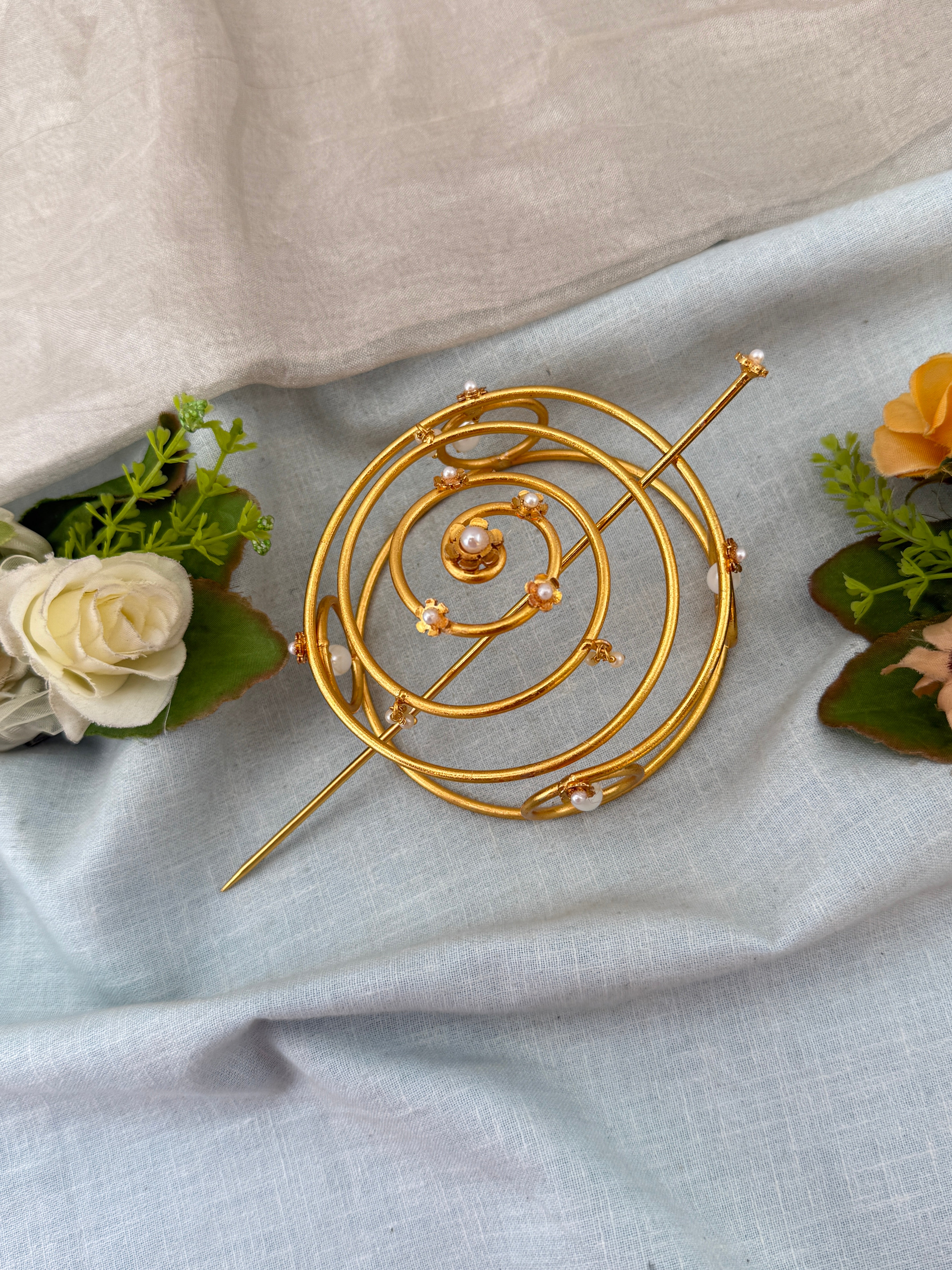 Hair bun, hair juda, hair jewellery, hair bun cage, kundan hair tie,
