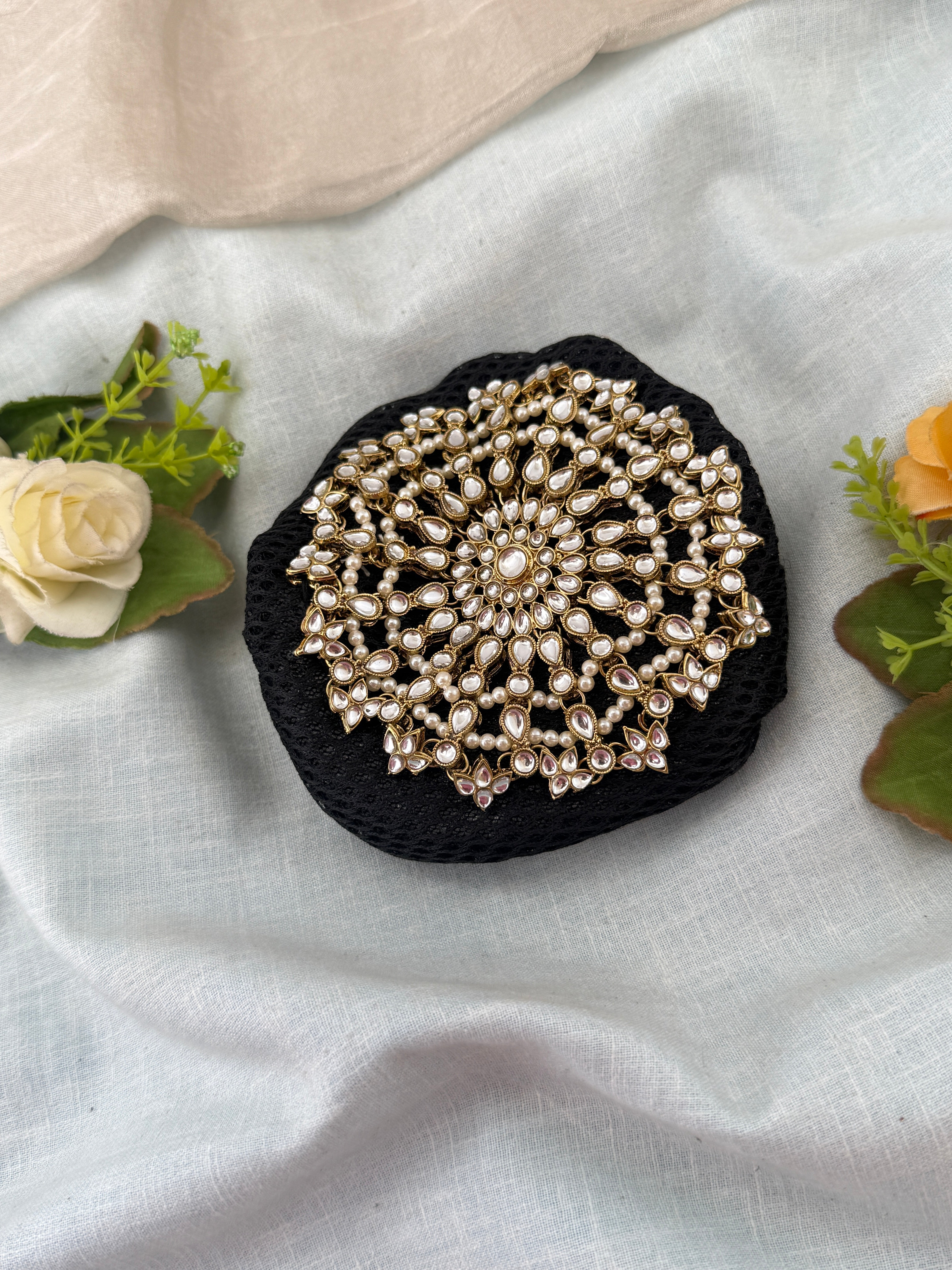 Luxurious Designer Kundan Bun 0187