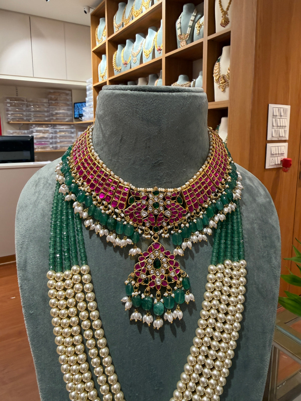 Jadau Kundan & Layered Pearl Jadau Bridal Necklace Set| NC019
