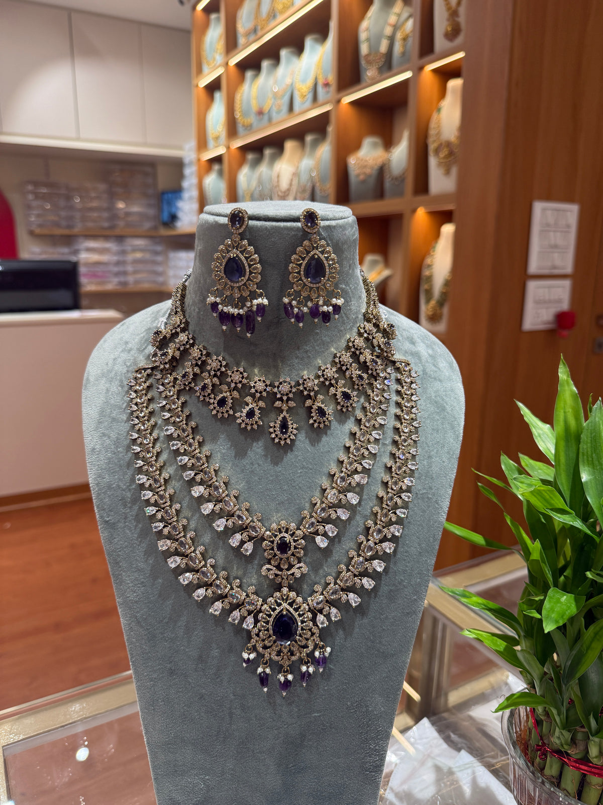 Victorian Stone Designer Necklace Full Bridal Set| NC0021