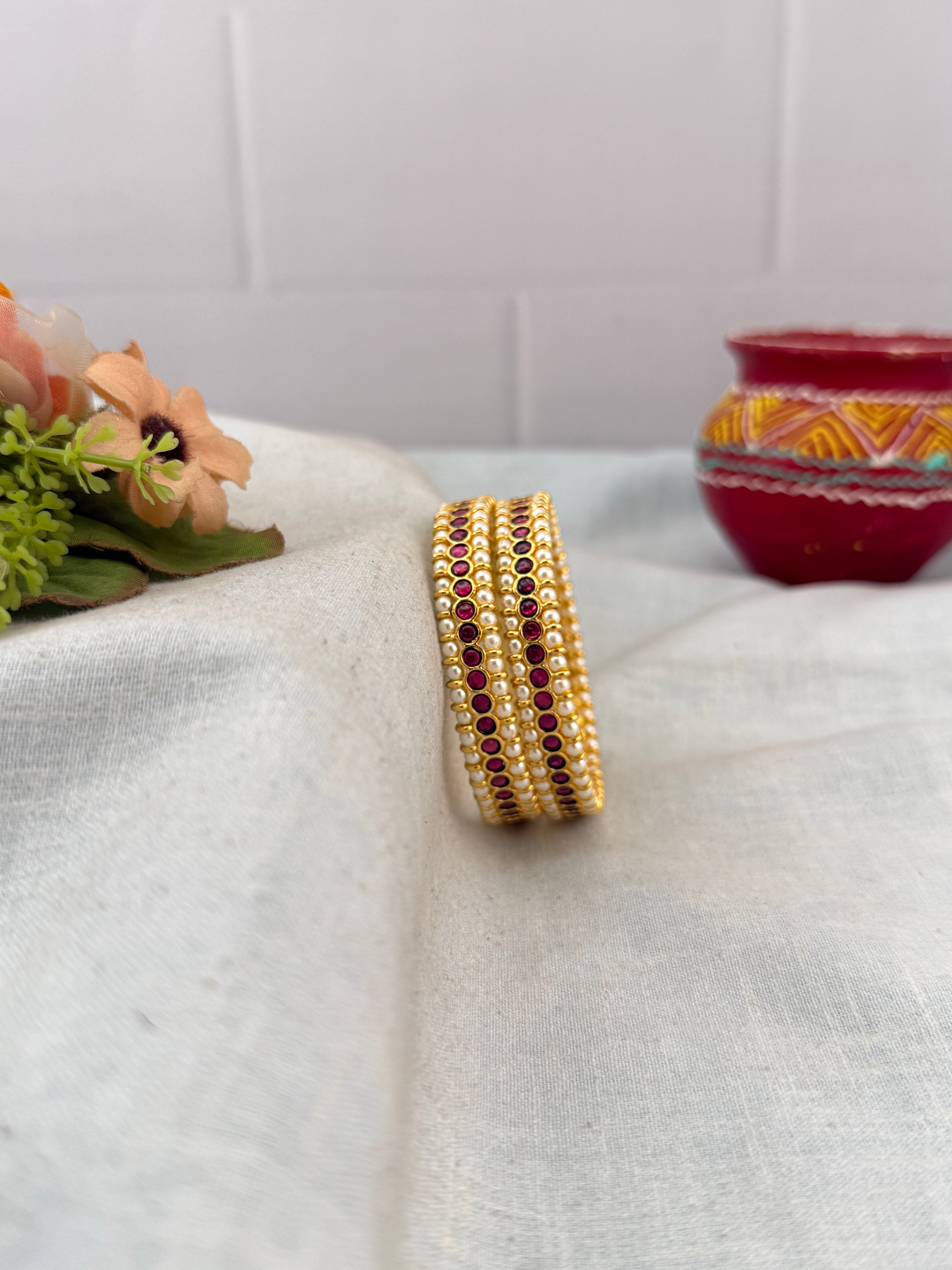 Antique temple style bridal bangles for women by Mahila