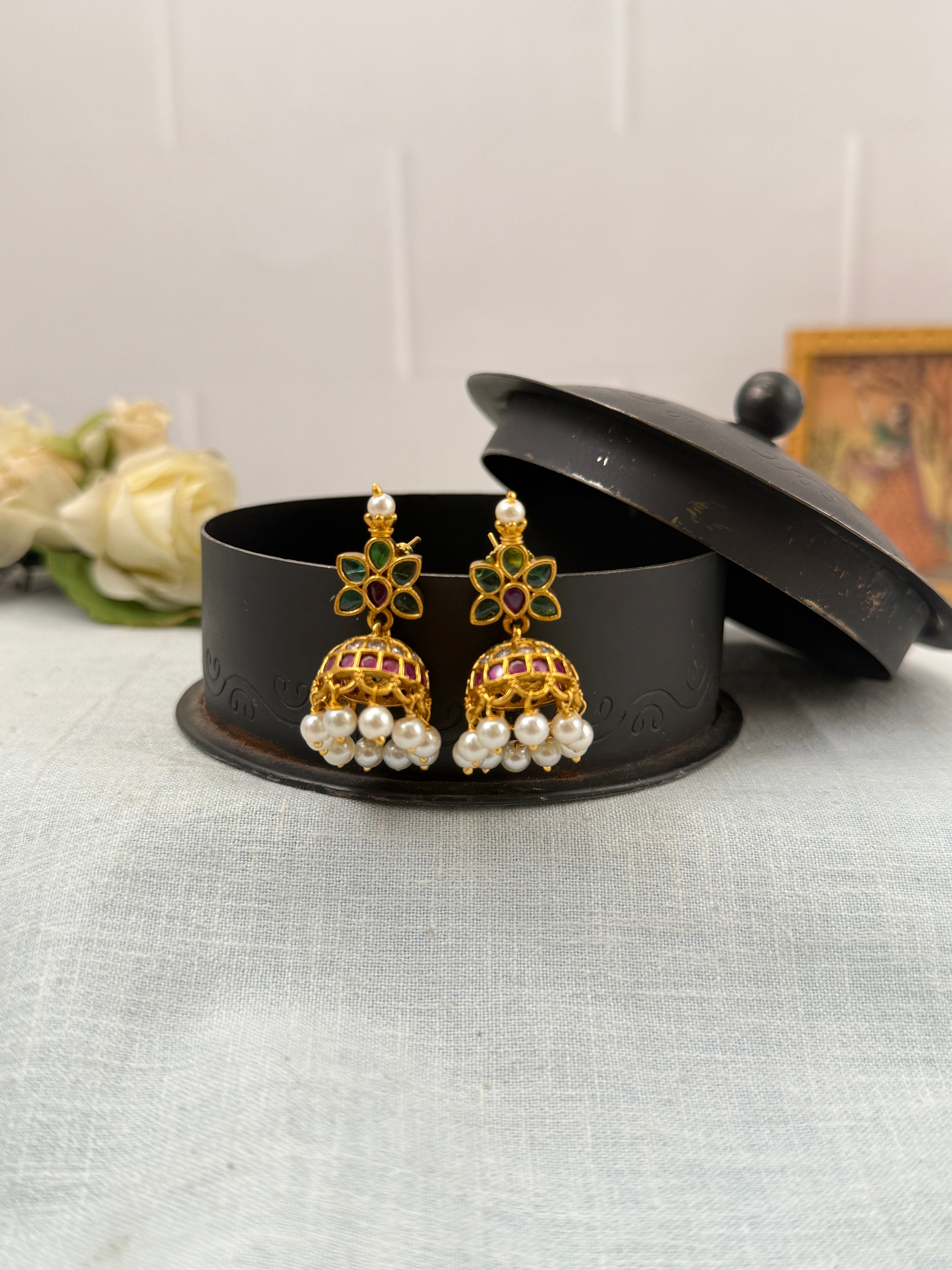 Antique Earrings, Bridal antique earrings, Antique Jhumka