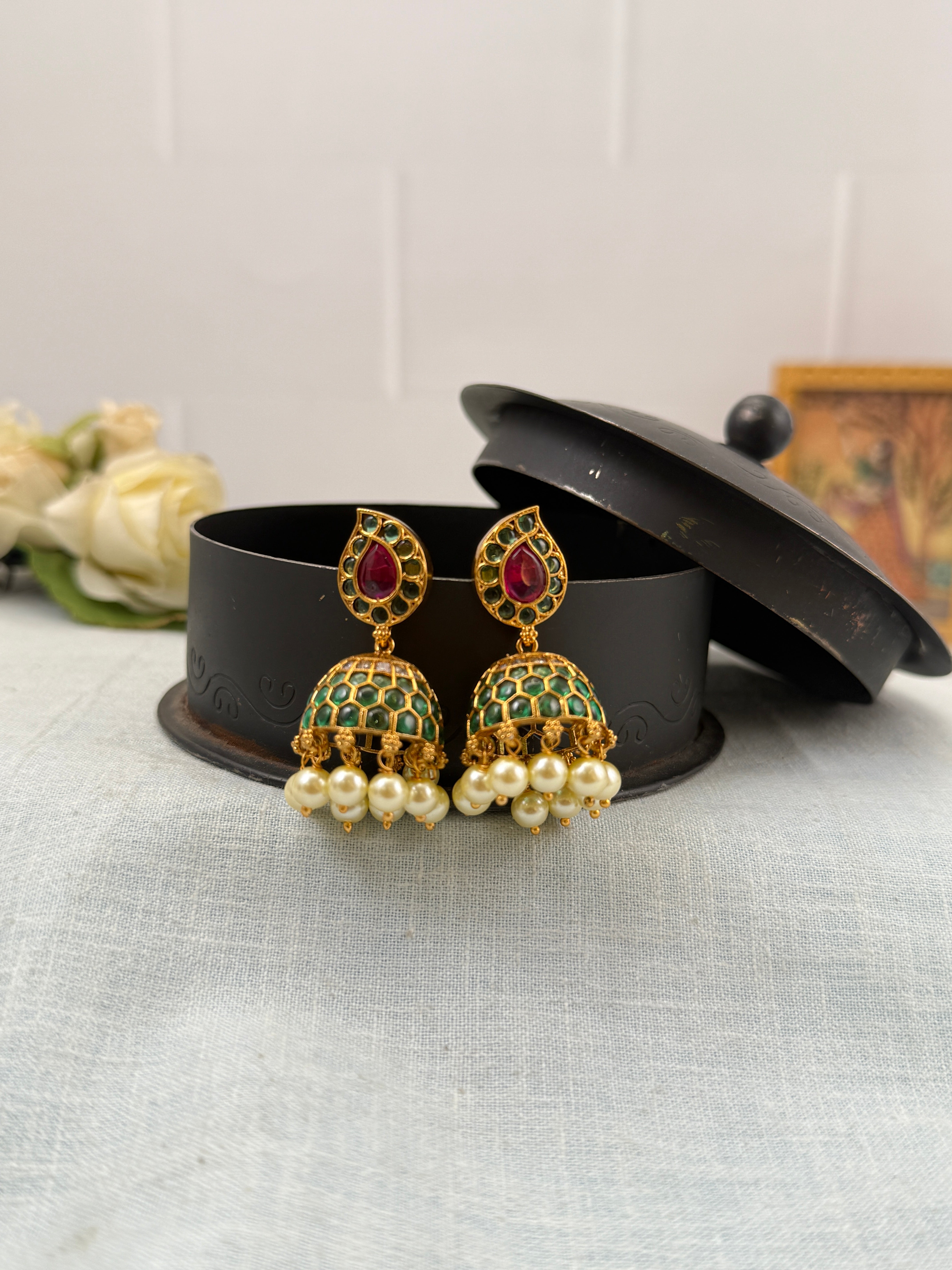 Antique Earrings, Bridal antique earrings, Antique Jhumka