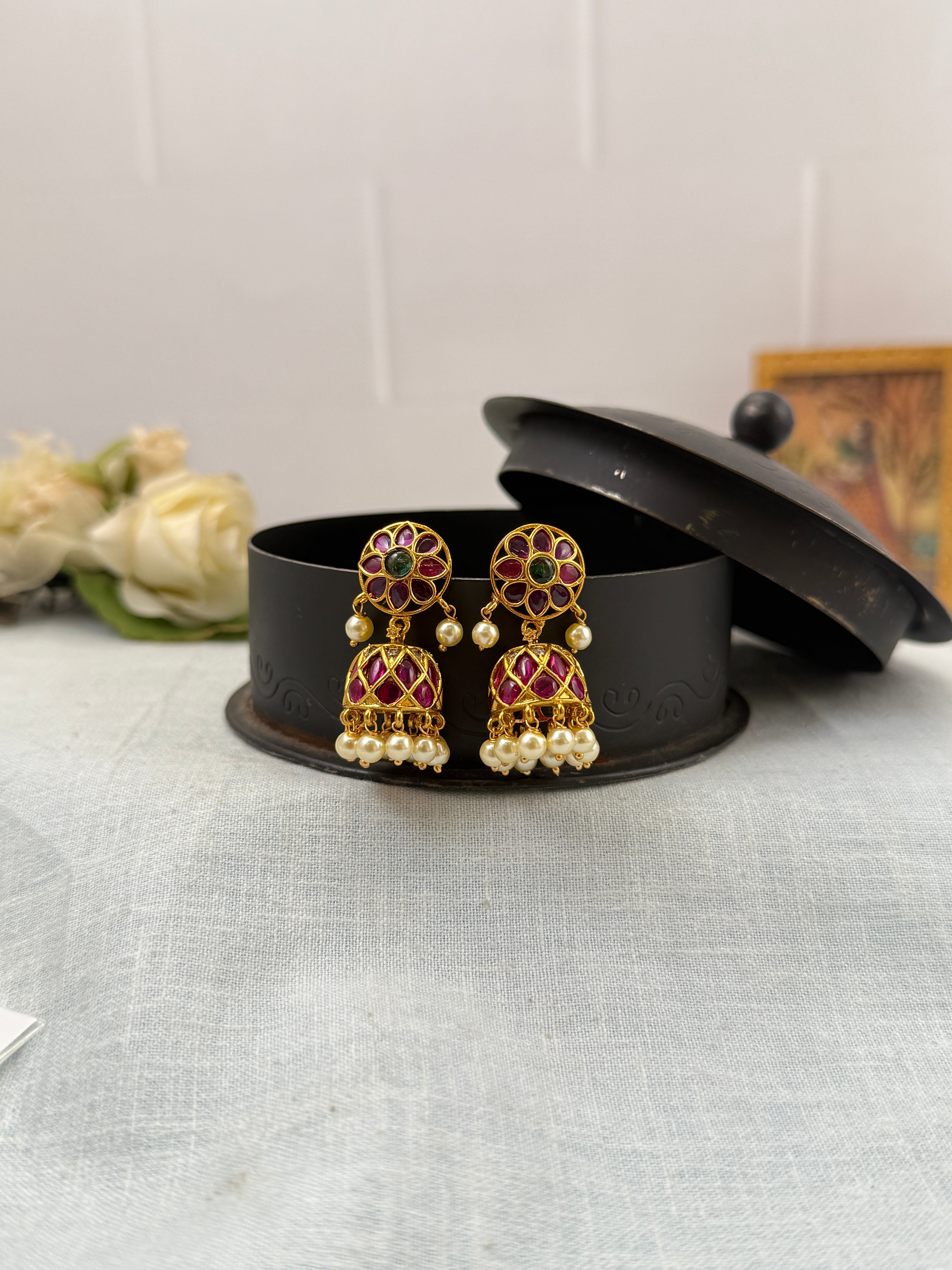 Antique Earrings, Bridal antique earrings, Antique Jhumka