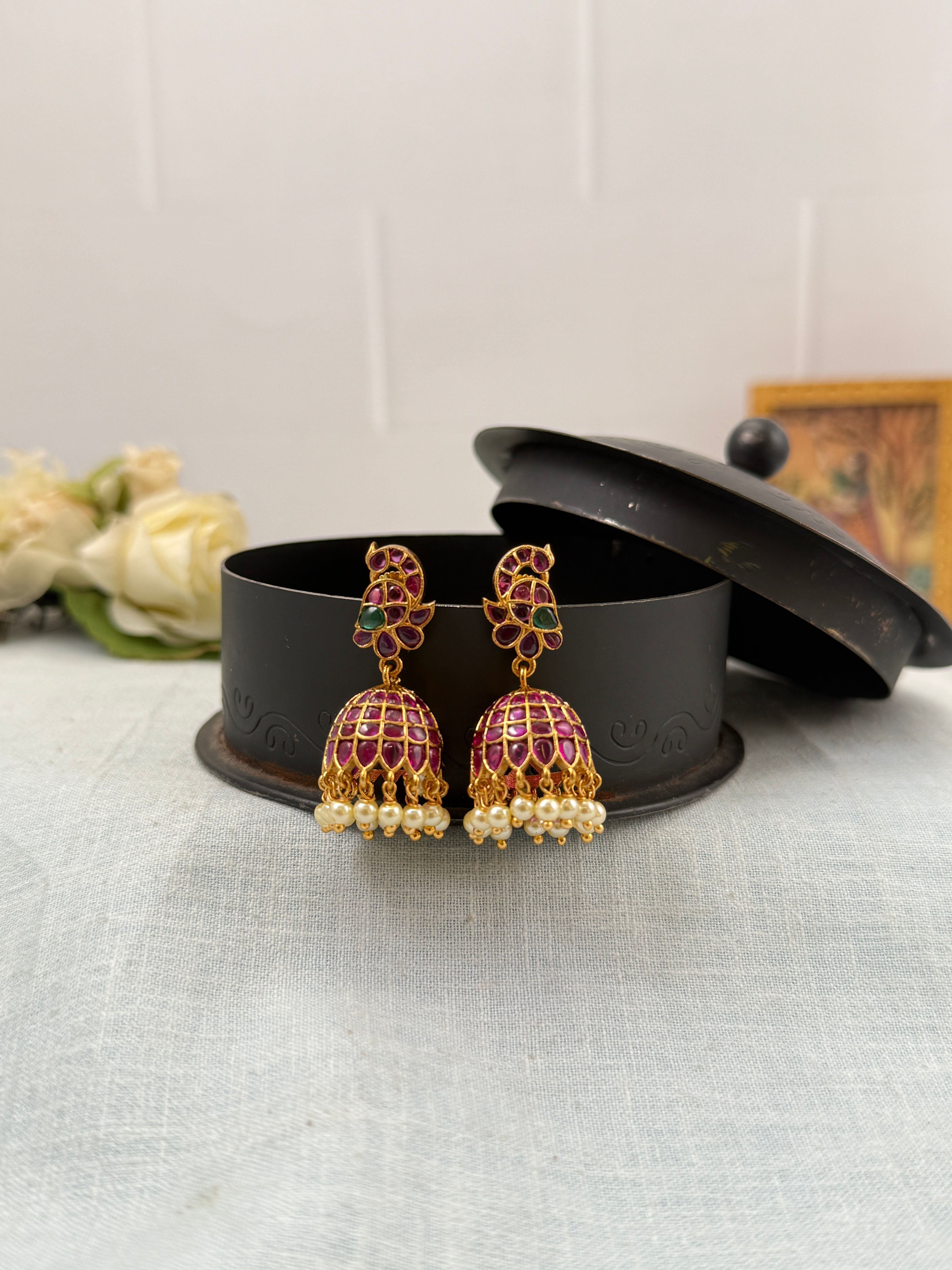 Antique Earrings, Bridal antique earrings, Antique Jhumka
