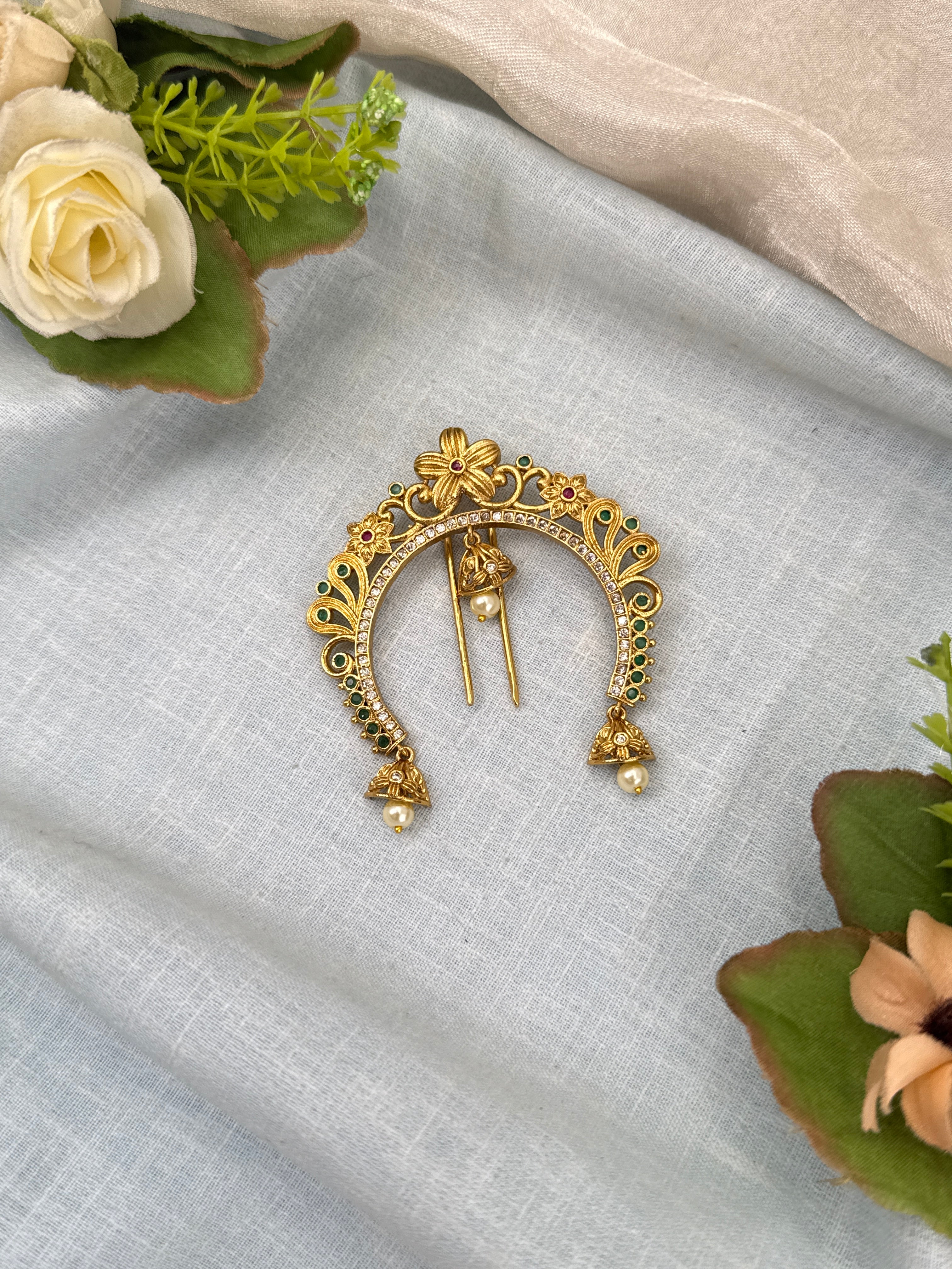 Traditional Gold Jadebille – South Indian Bridal Hair Accessory, jadebille, hair choti