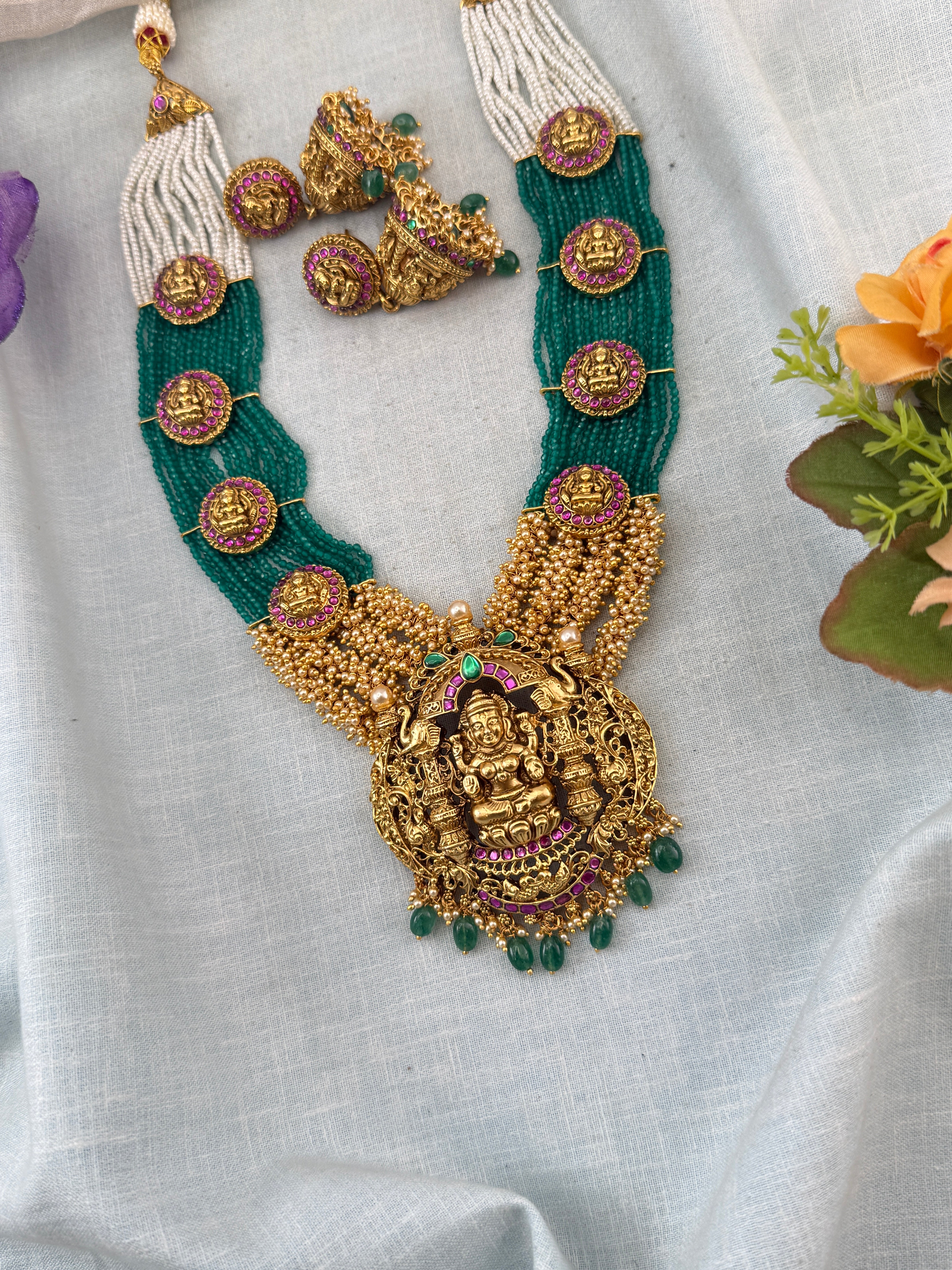 Antique Necklace Layer Beads Peacock Grand Set | N0014