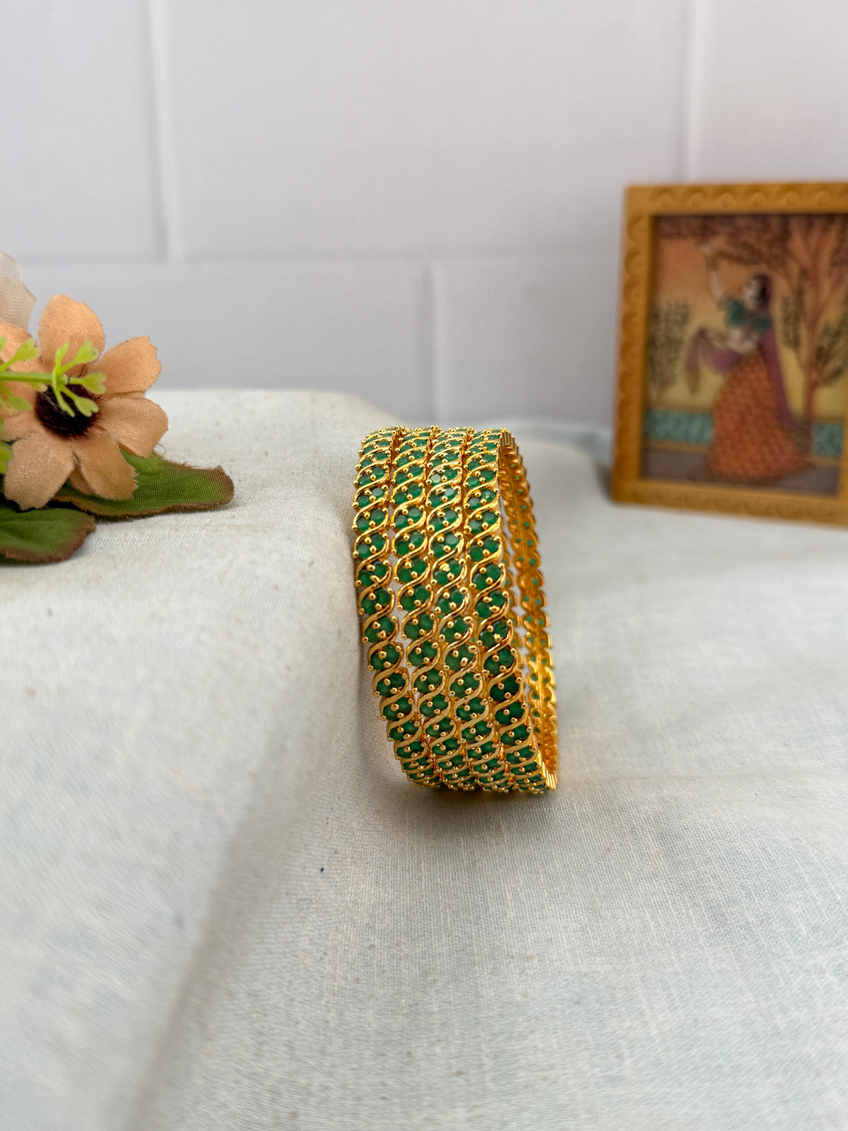 Antique temple style bridal bangles for women by Mahila