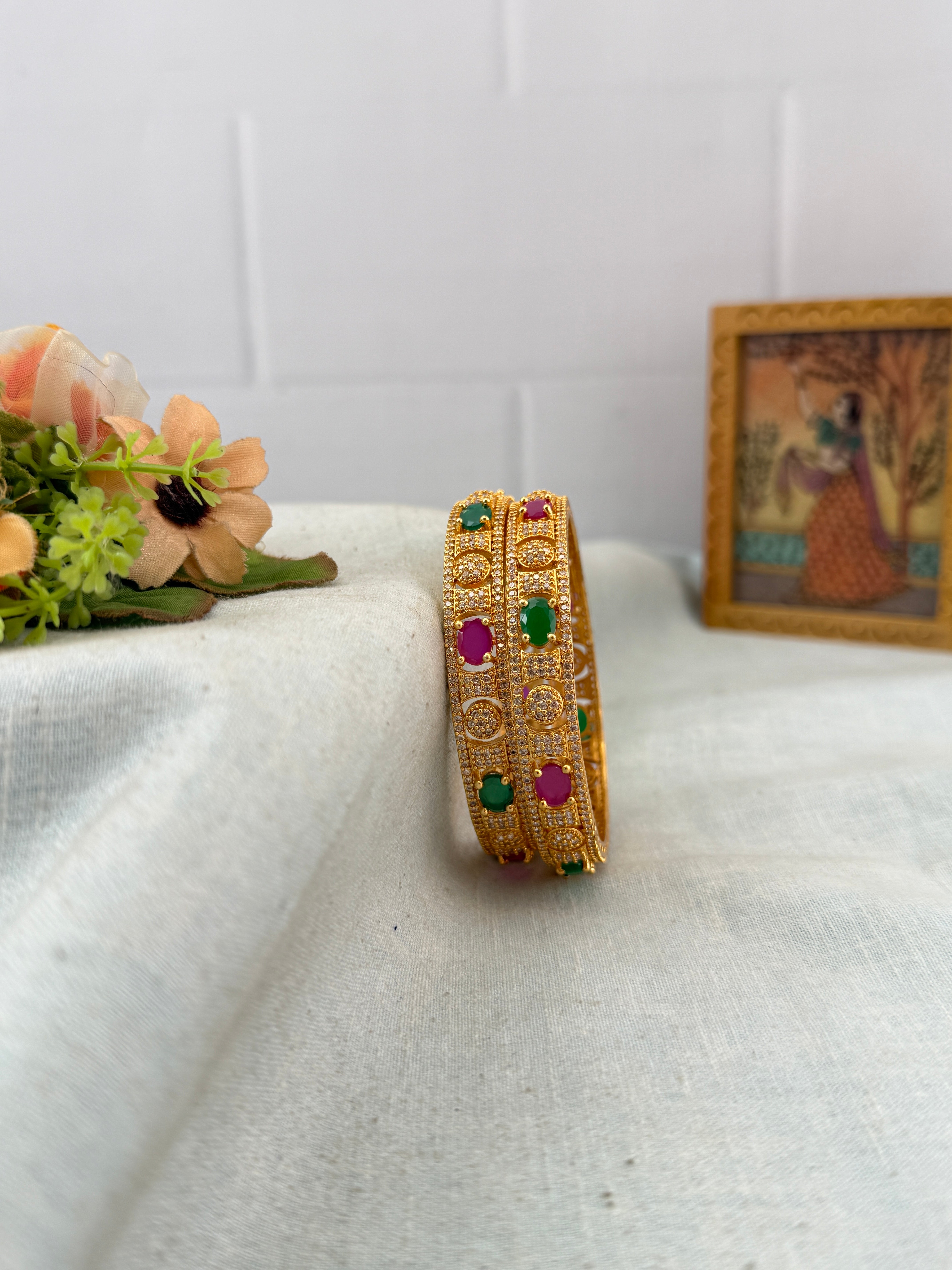Antique temple style bridal bangles for women by Mahila