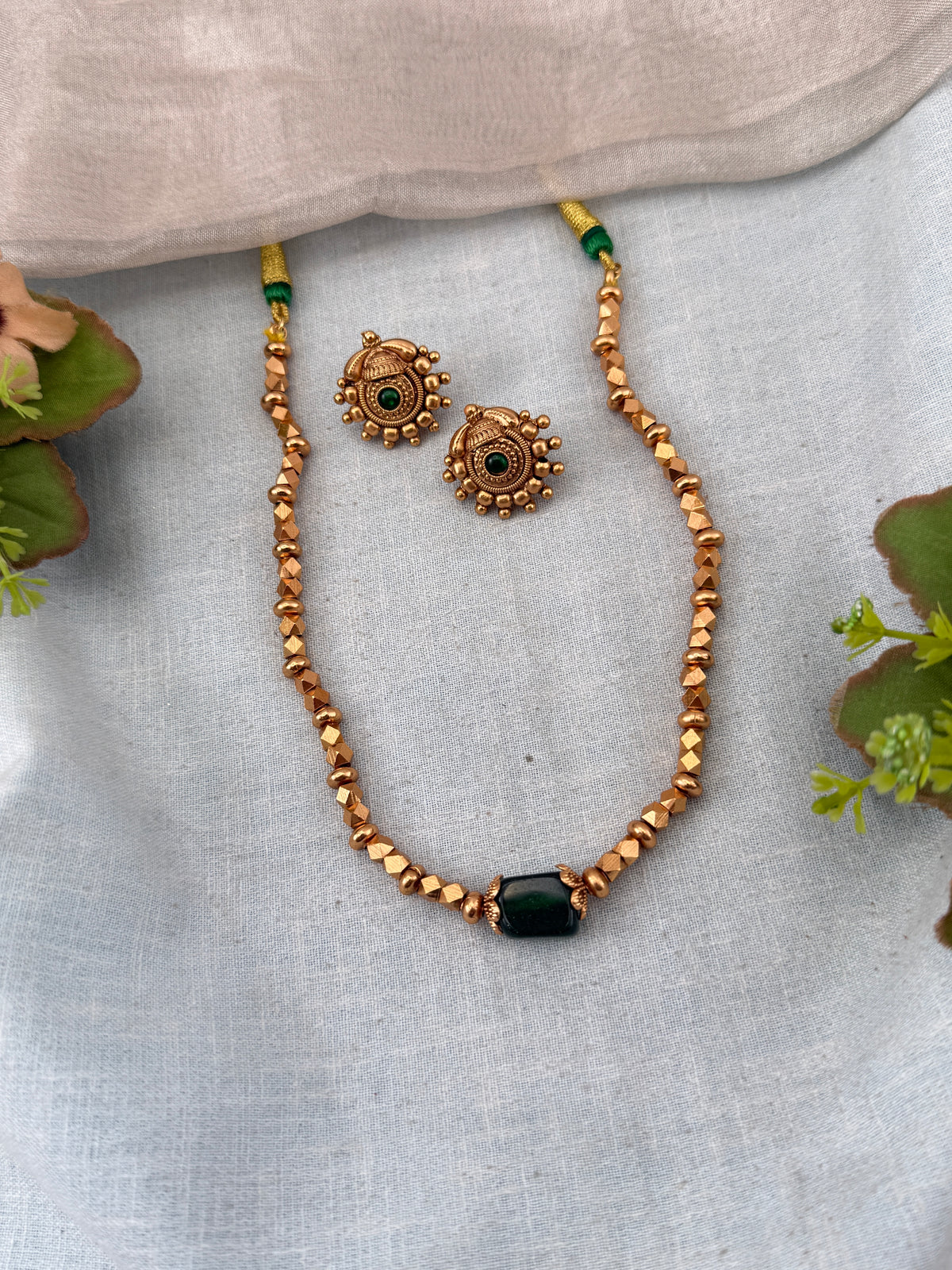Antique Beads Mid Long Necklace Set | N0152