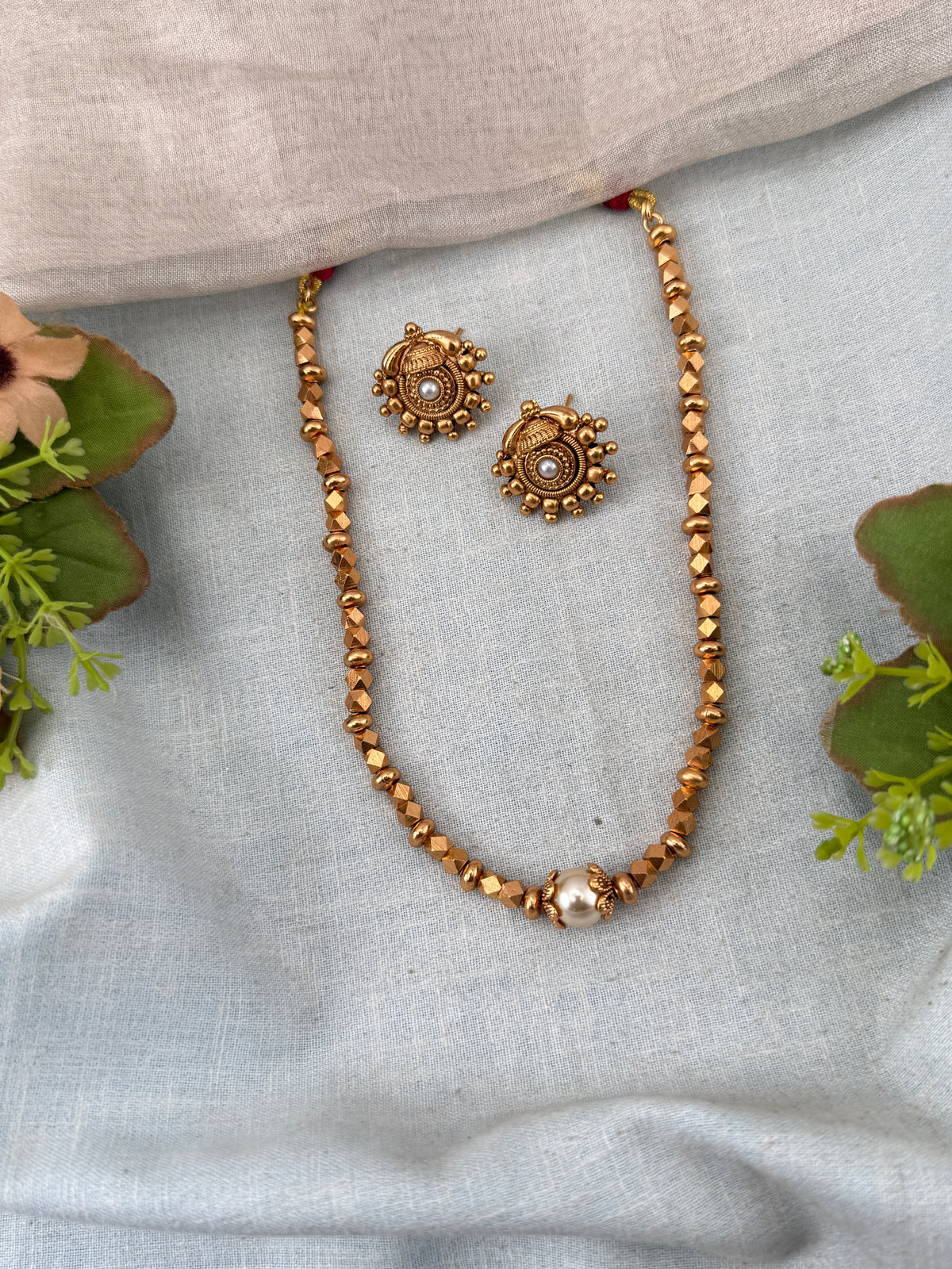 Antique Beads Mid Long Necklace Set | N0150