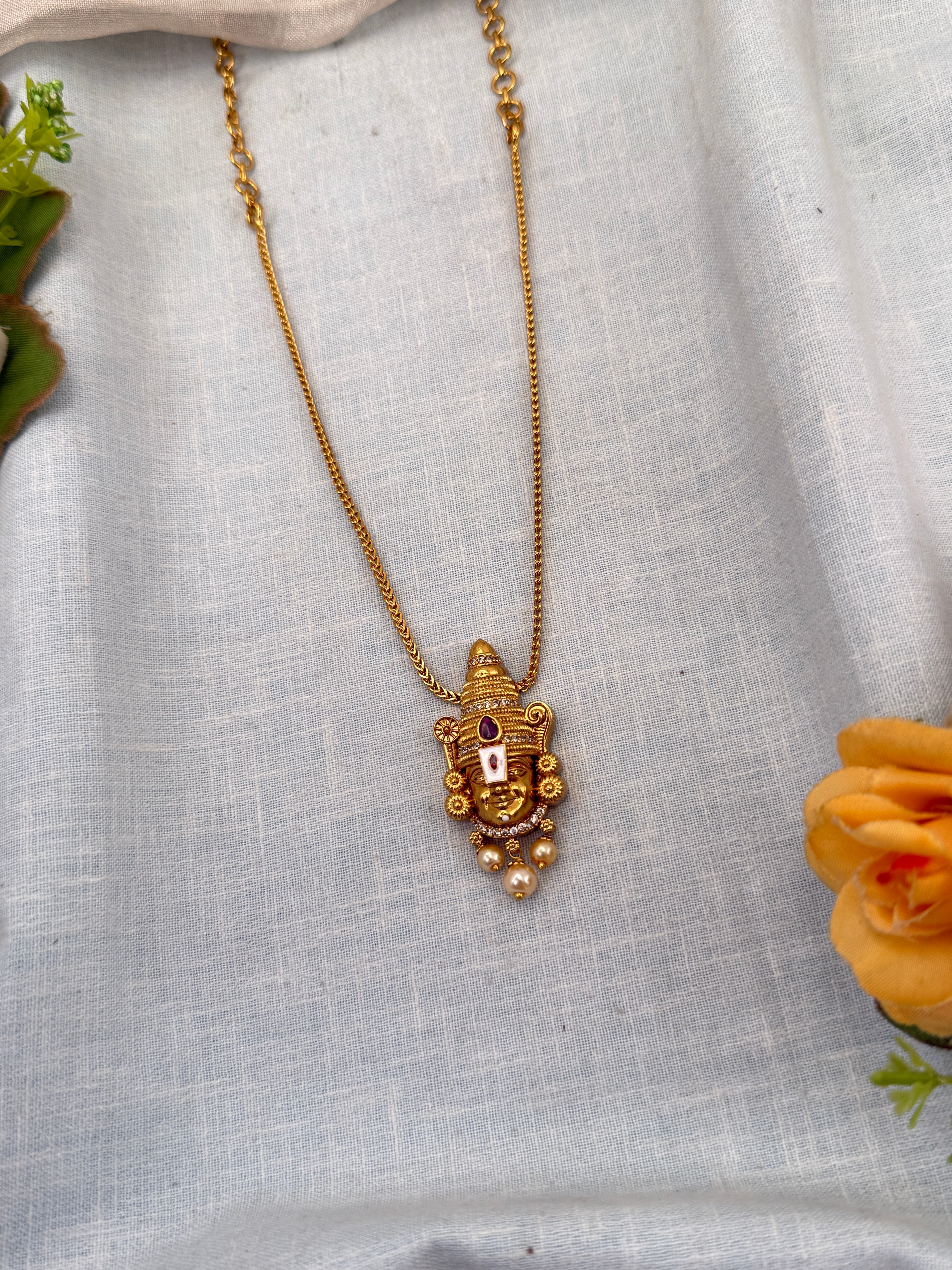 Royal Antique Venkateshwara Chain Necklace Set 0509