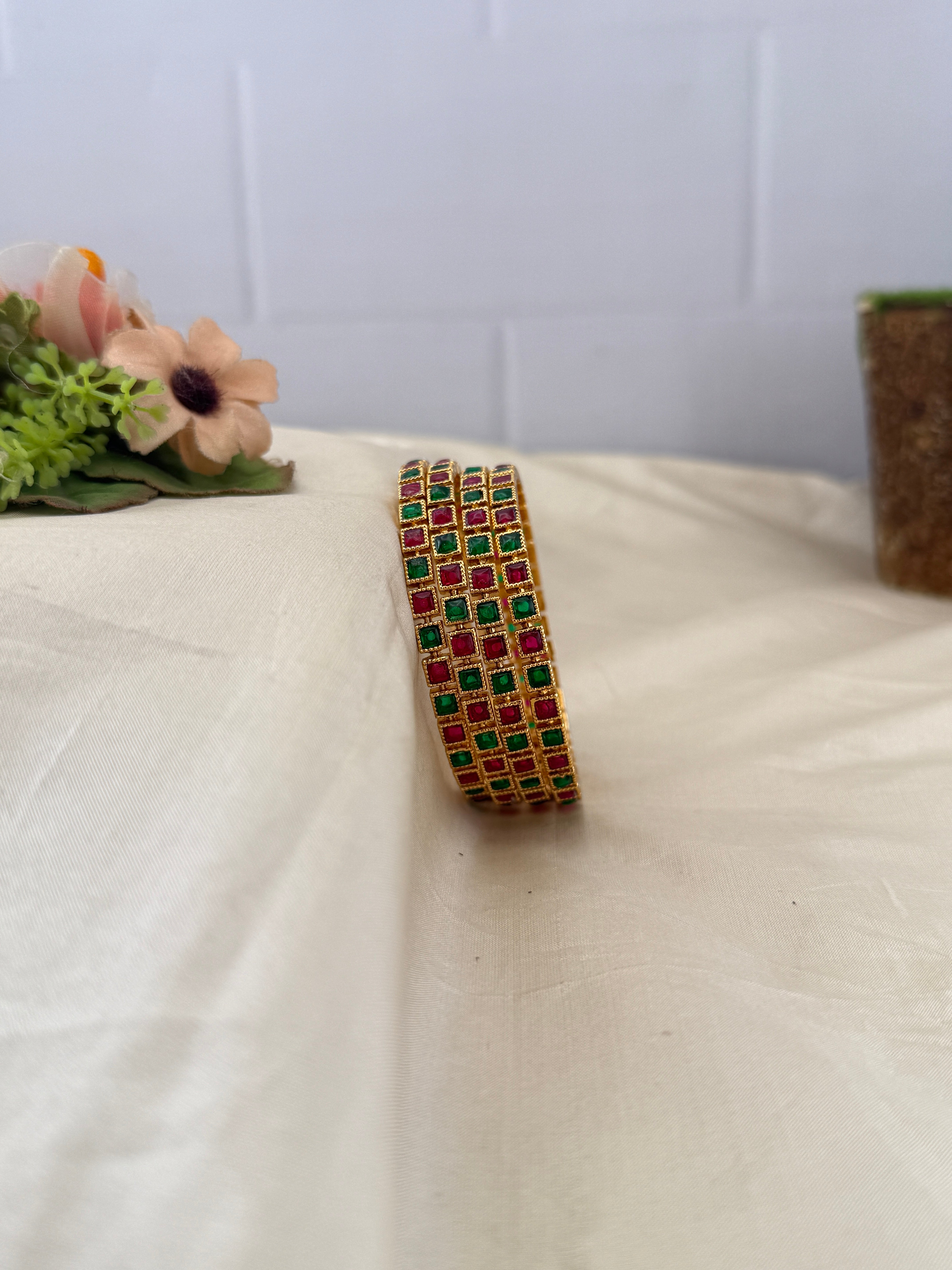 Antique temple style bridal bangles for women by Mahila