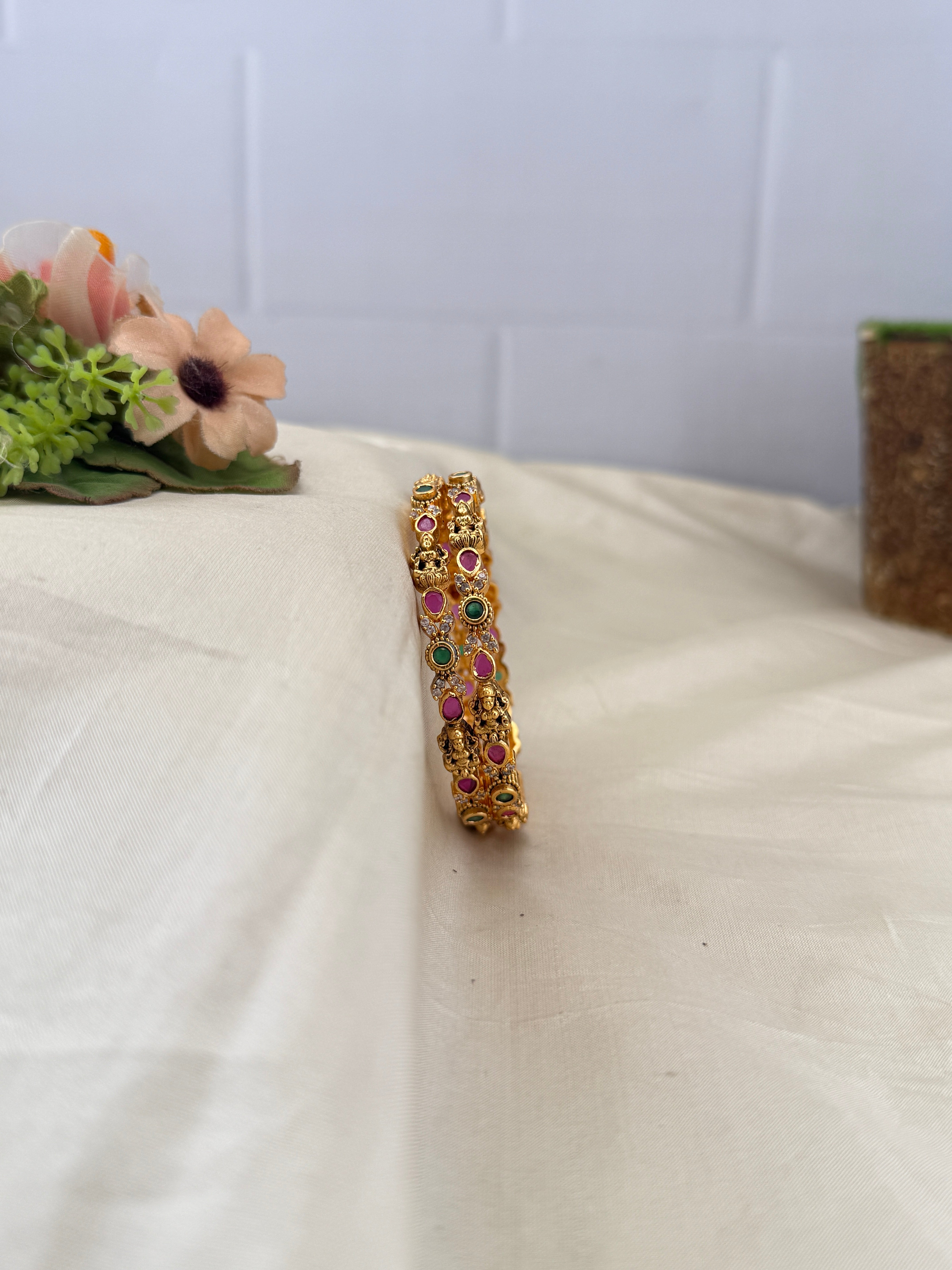 Antique temple style bridal bangles for women by Mahila