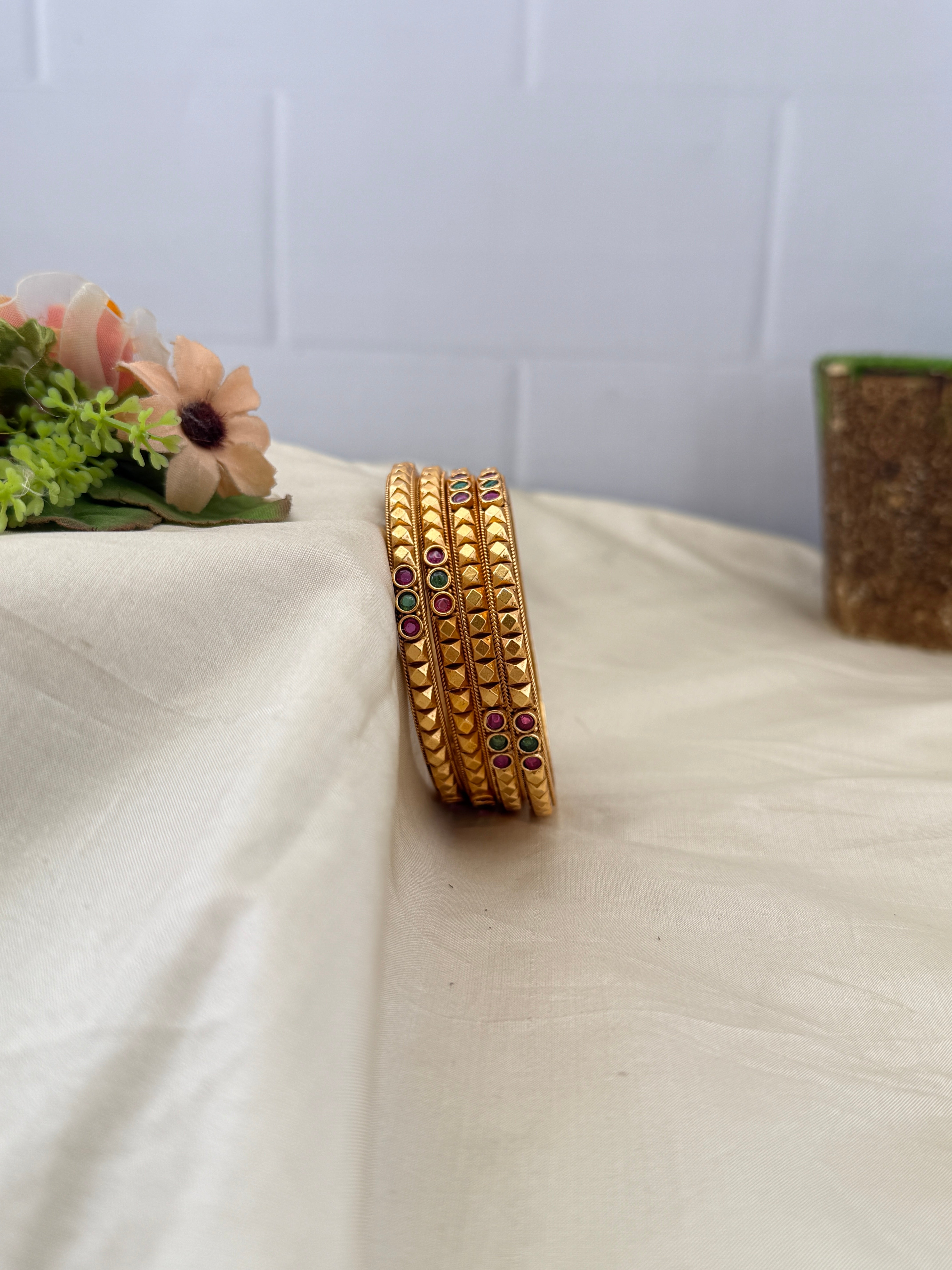 Antique temple style bridal bangles for women by Mahila