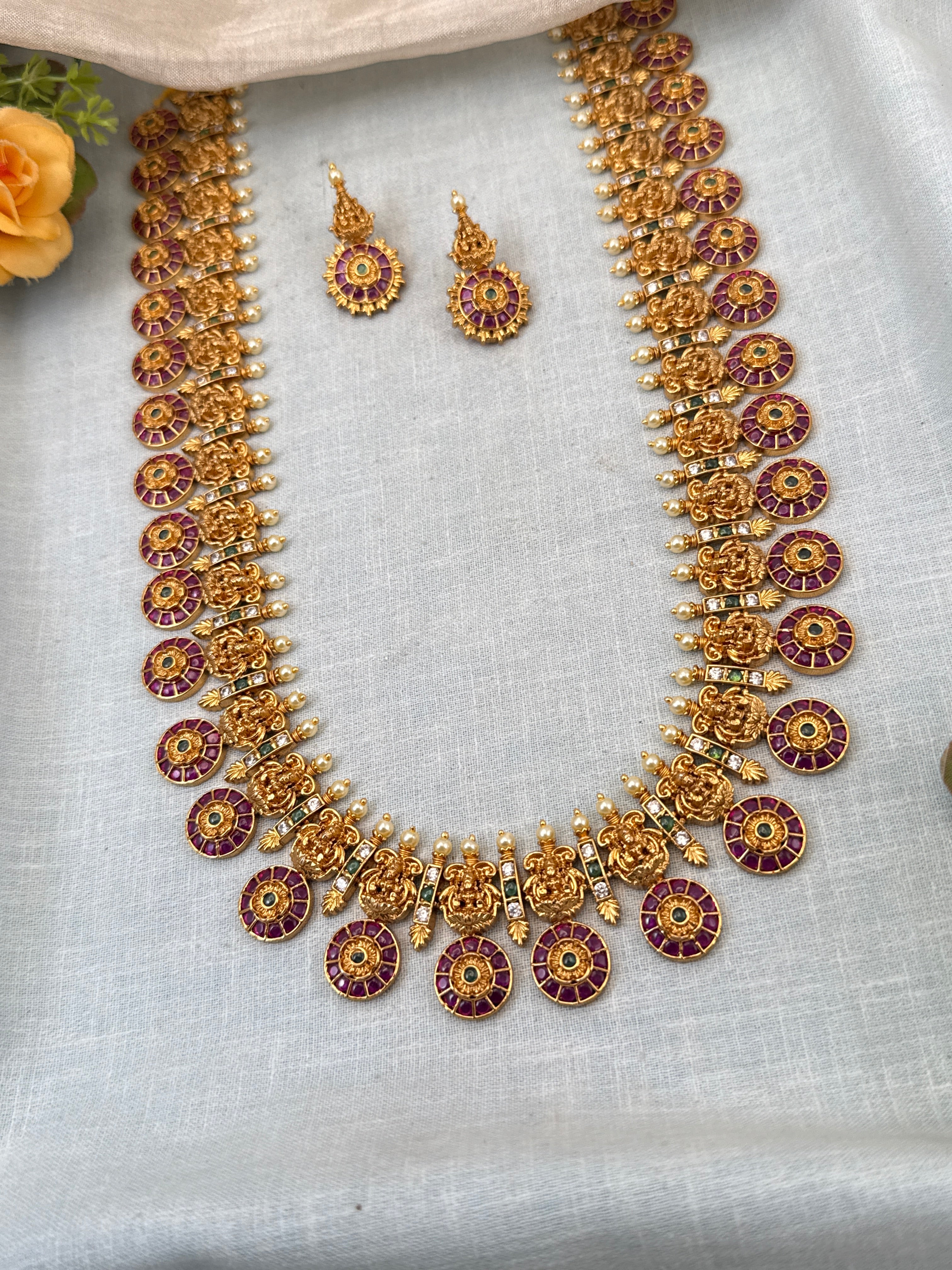 Royal Antique Lakshmi Long Necklace Set 0769