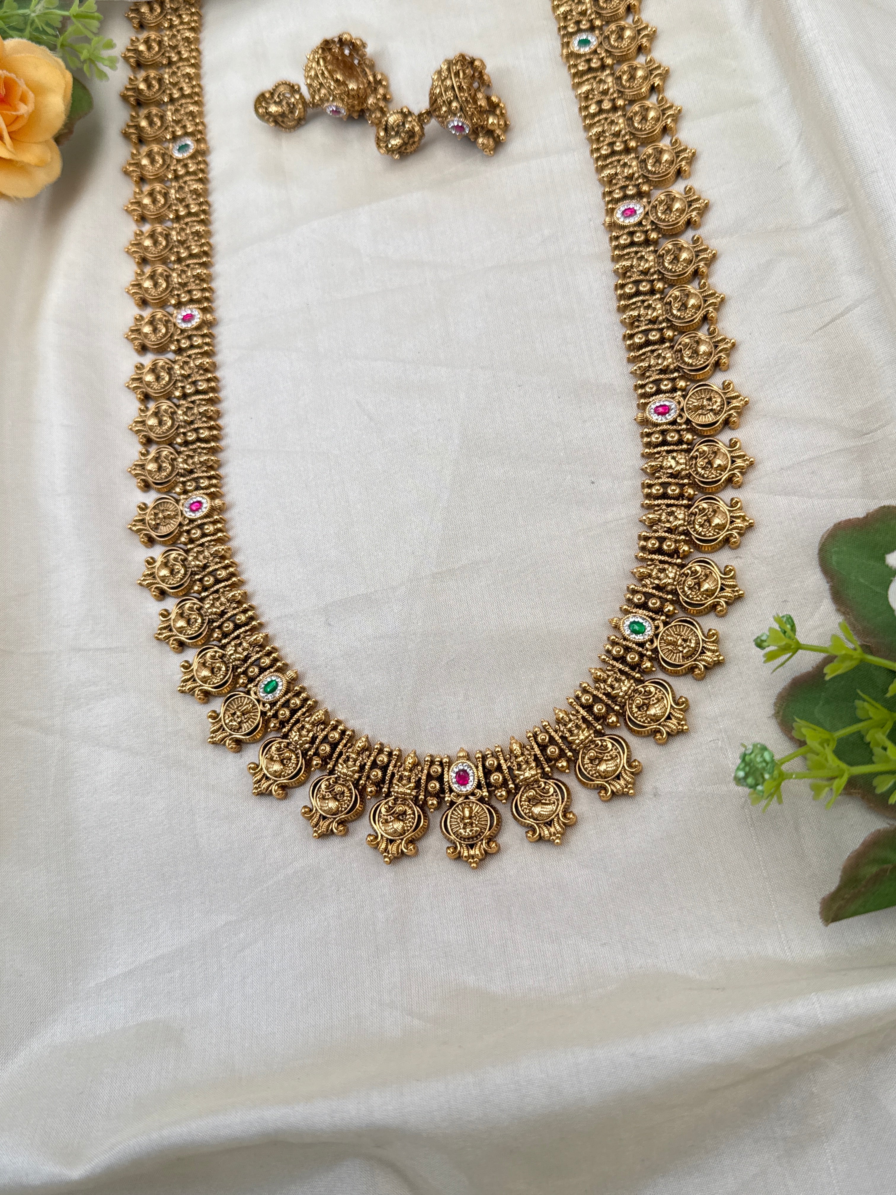 Royal Antique Lakshmi Long Necklace Set 0768
