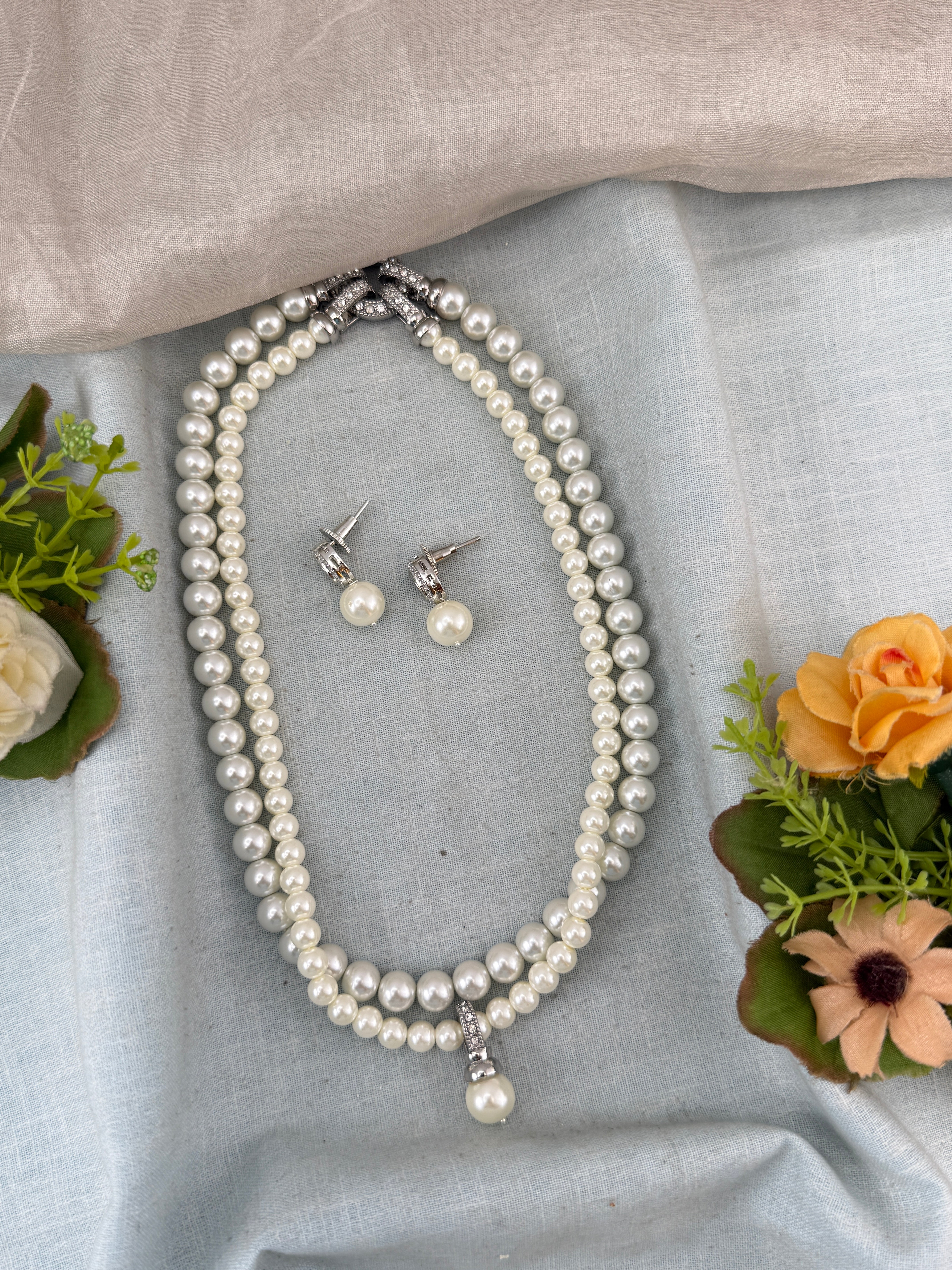 Premium Pearl Mala Necklace Set | N0358