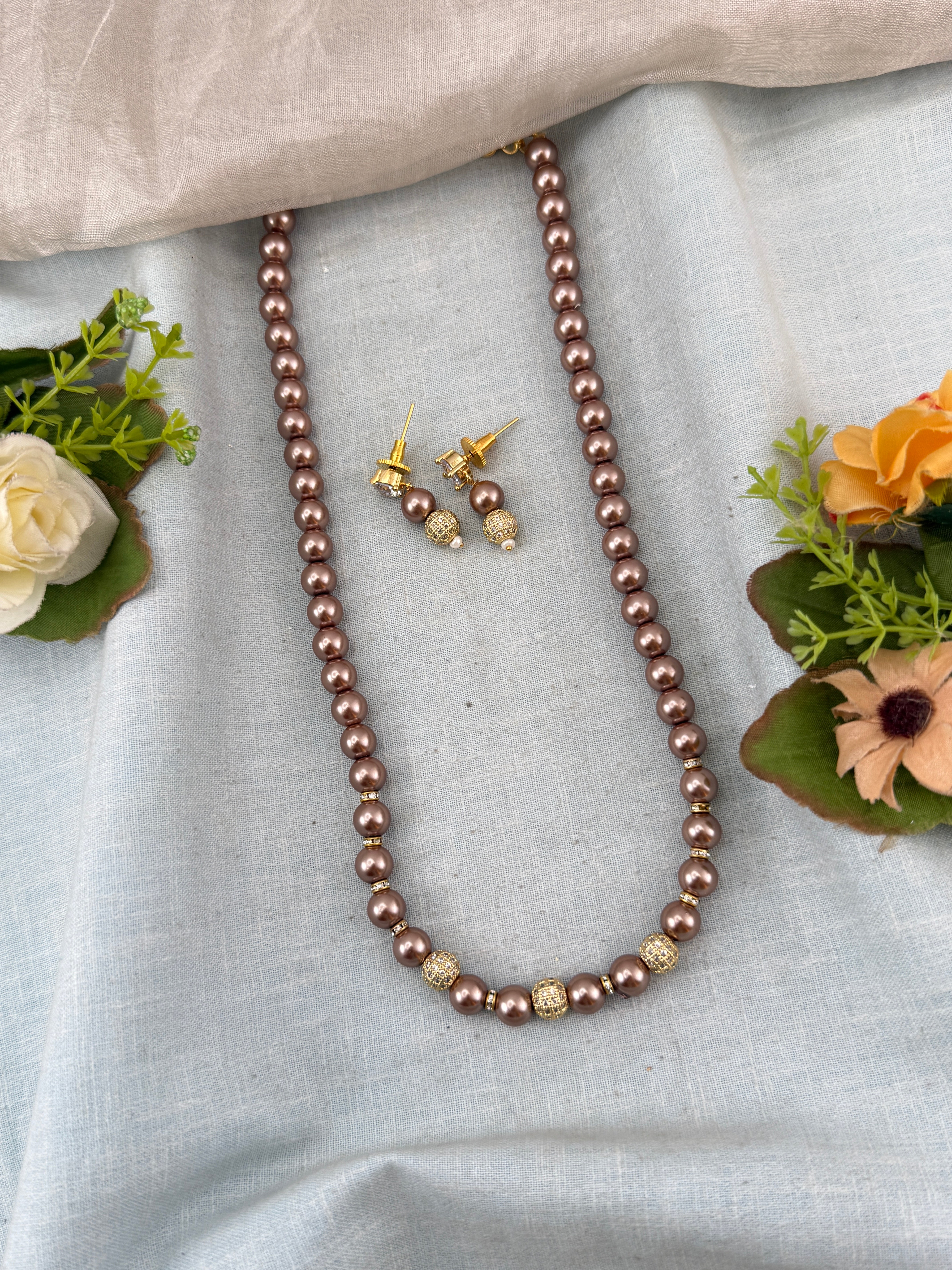 Premium Pearl Mala Necklace Set | N0360 H
