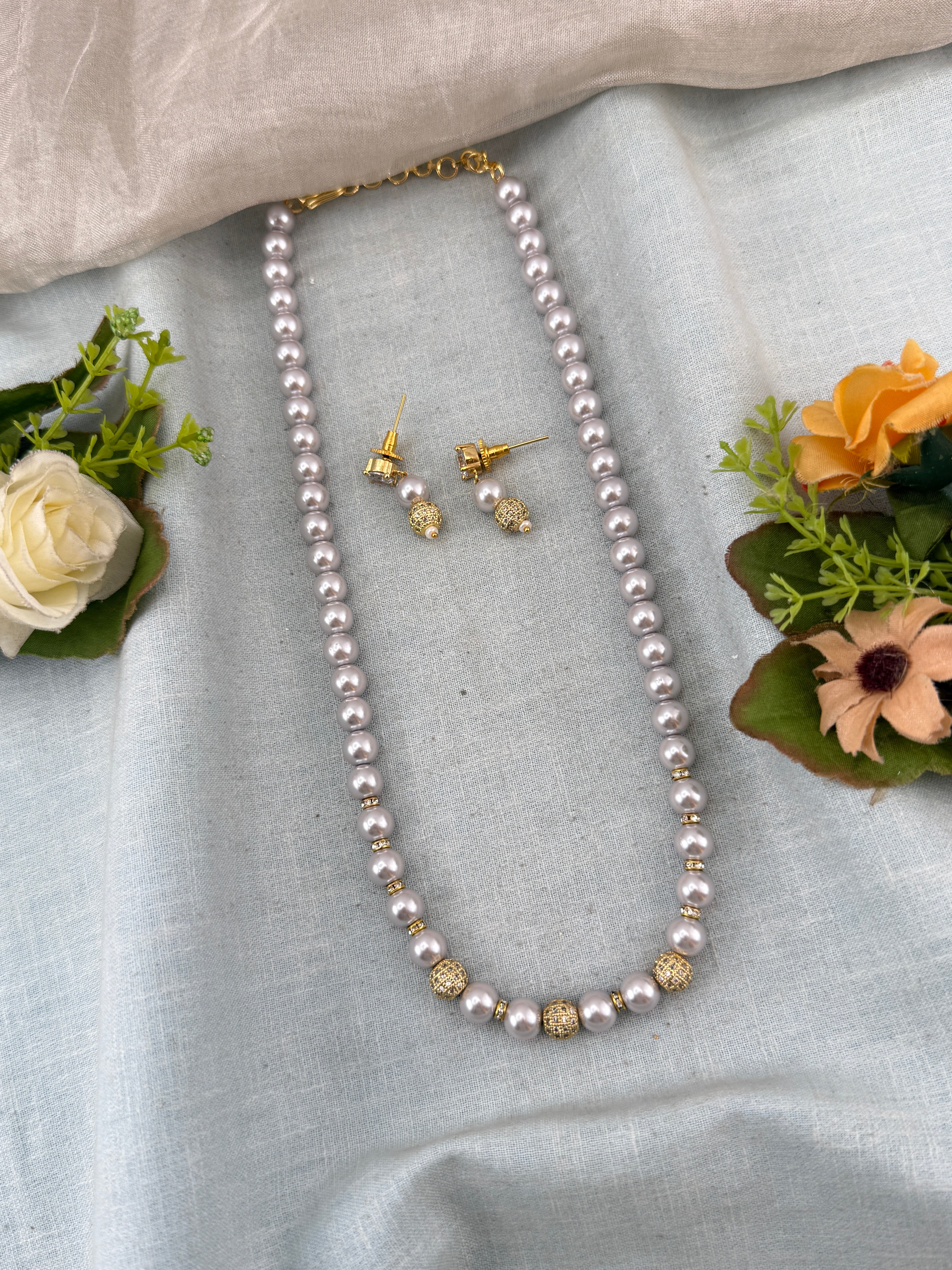 Premium Pearl Mala Necklace Set | N0360 J