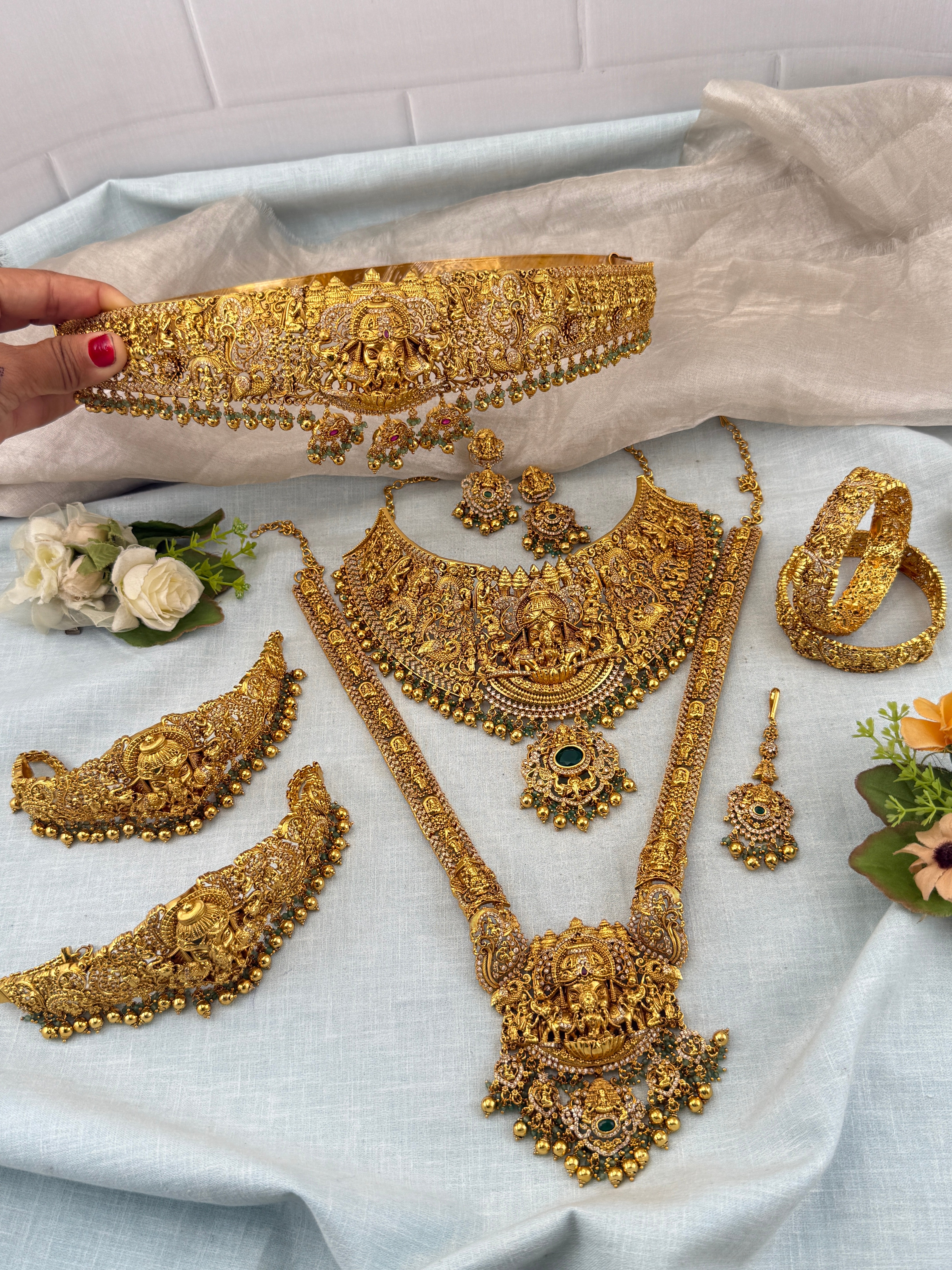 Antique Bridal Necklace Full Set Grand Gajalakshmi | N0364