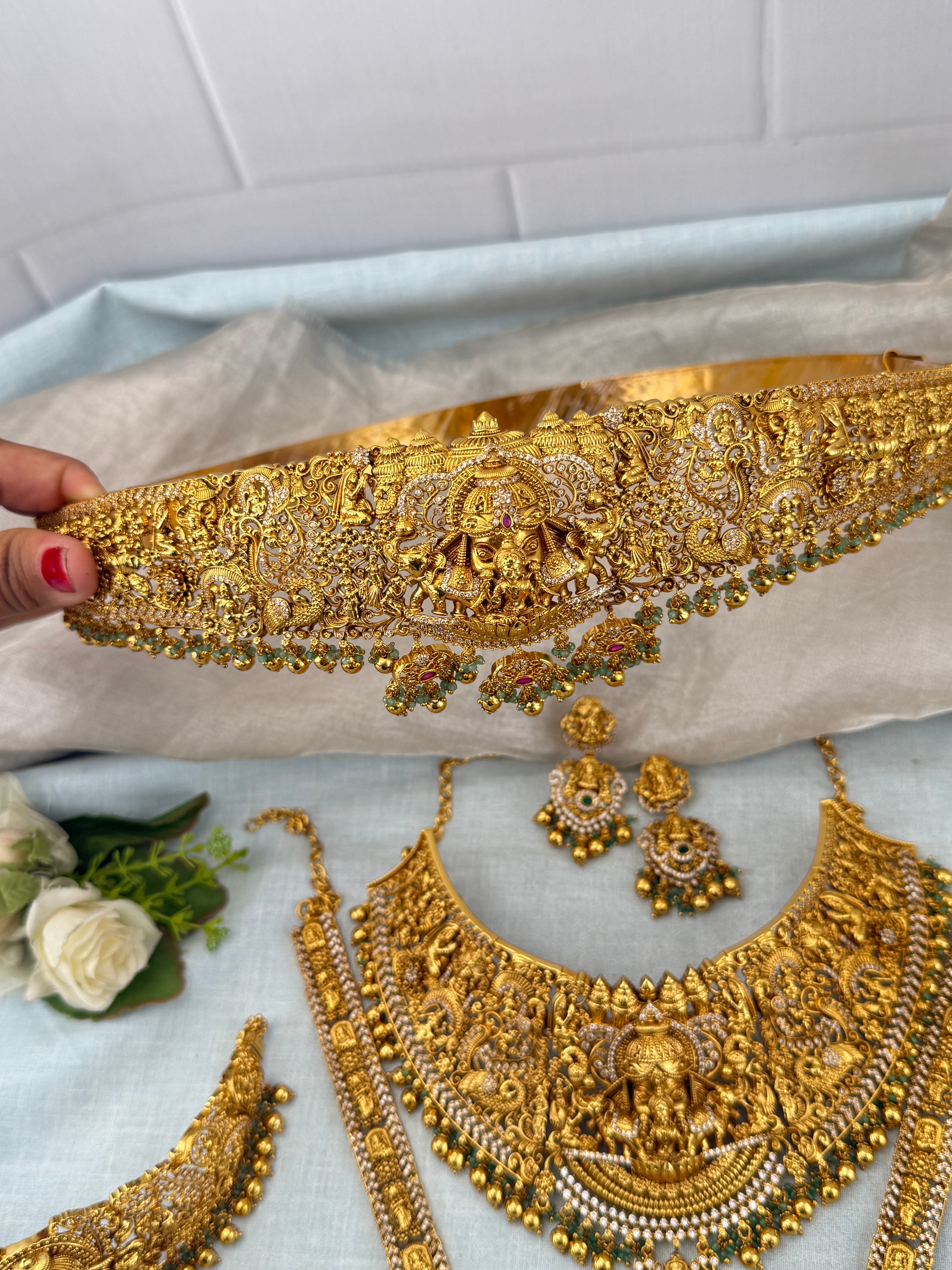 Antique Bridal Necklace Full Set Grand Gajalakshmi | N0364