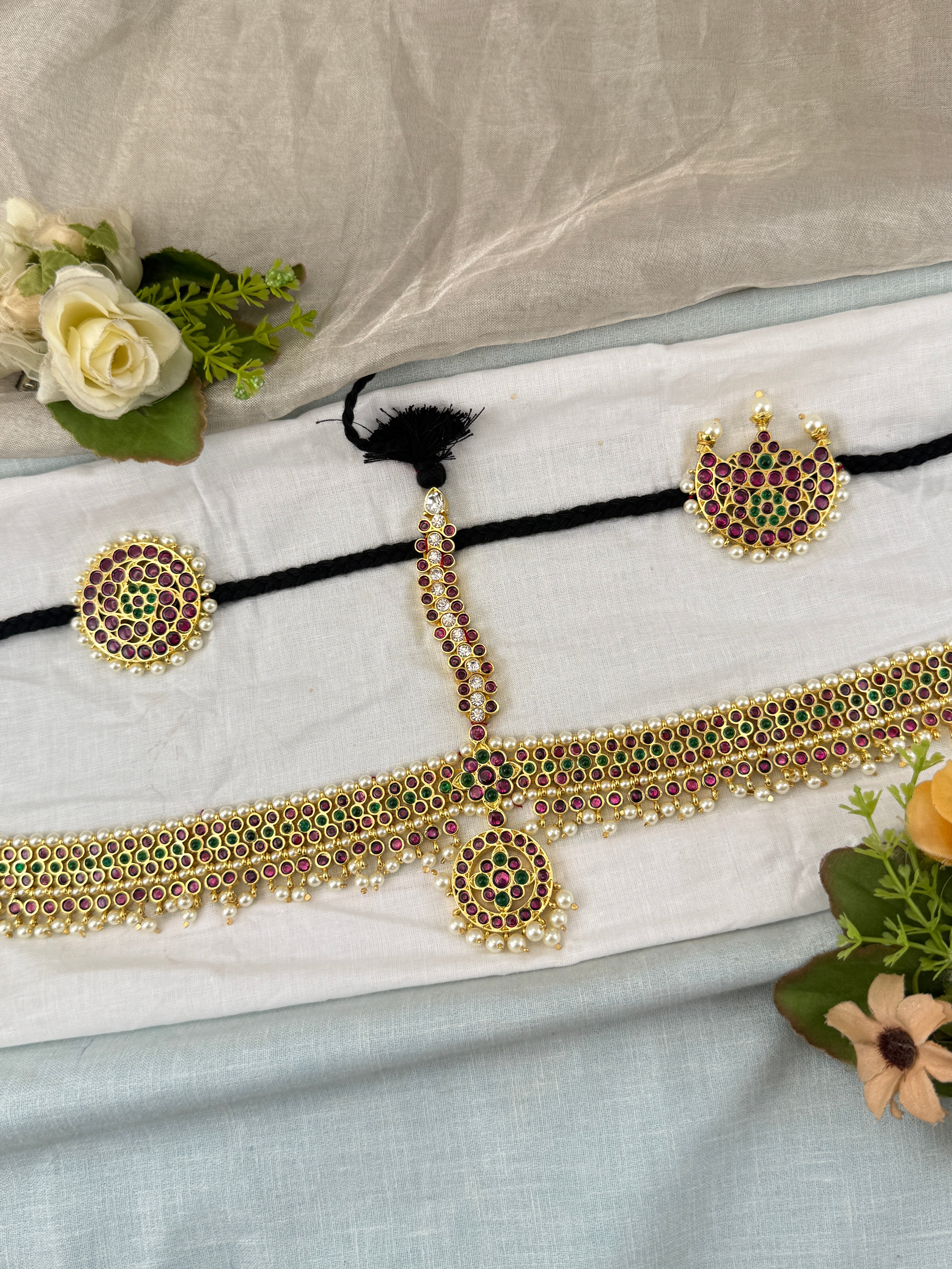Bharatnatyam Maang Tikka Set in Pure Premium Brass | M0044