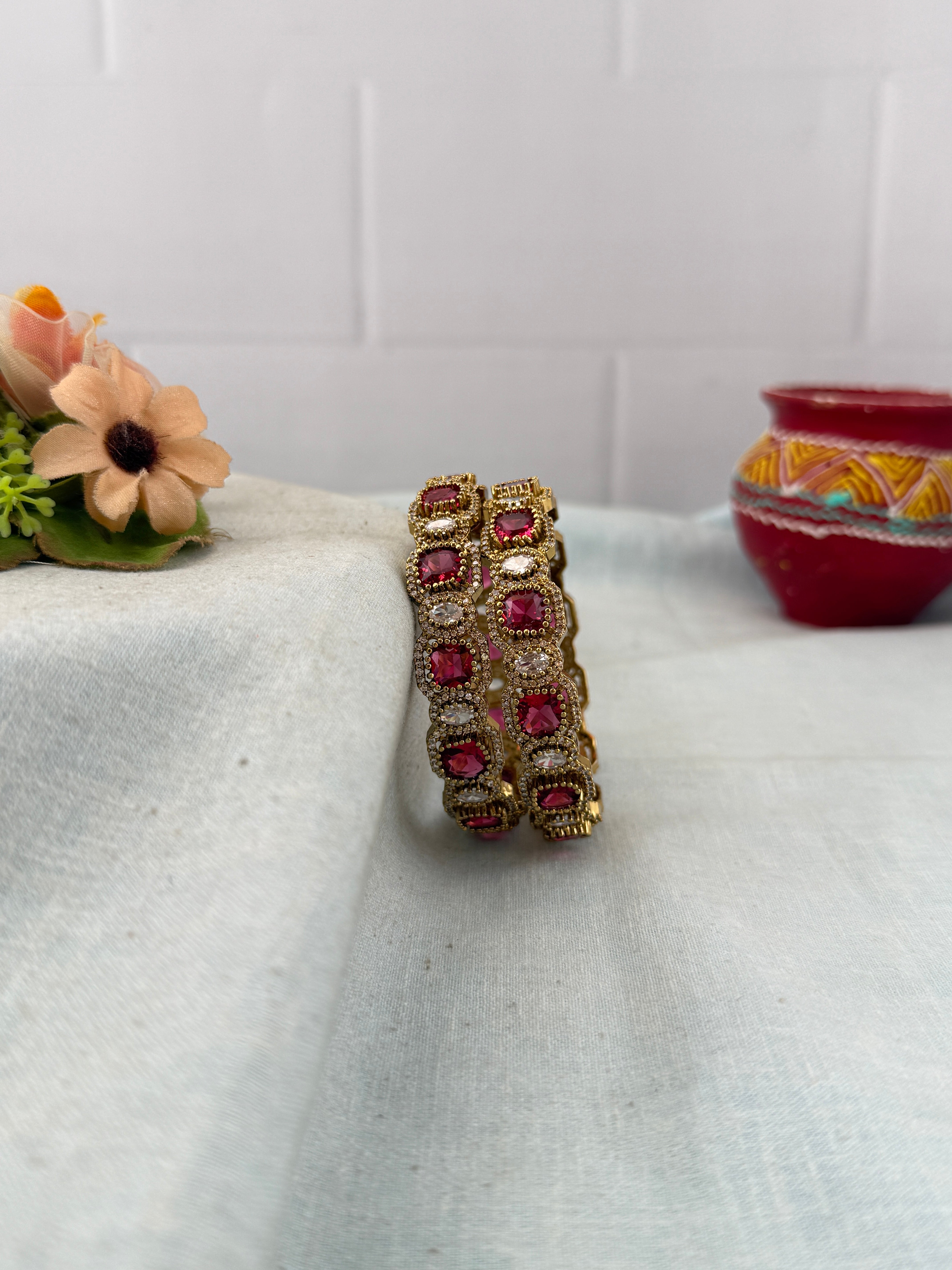 Antique temple style bridal bangles for women by Mahila