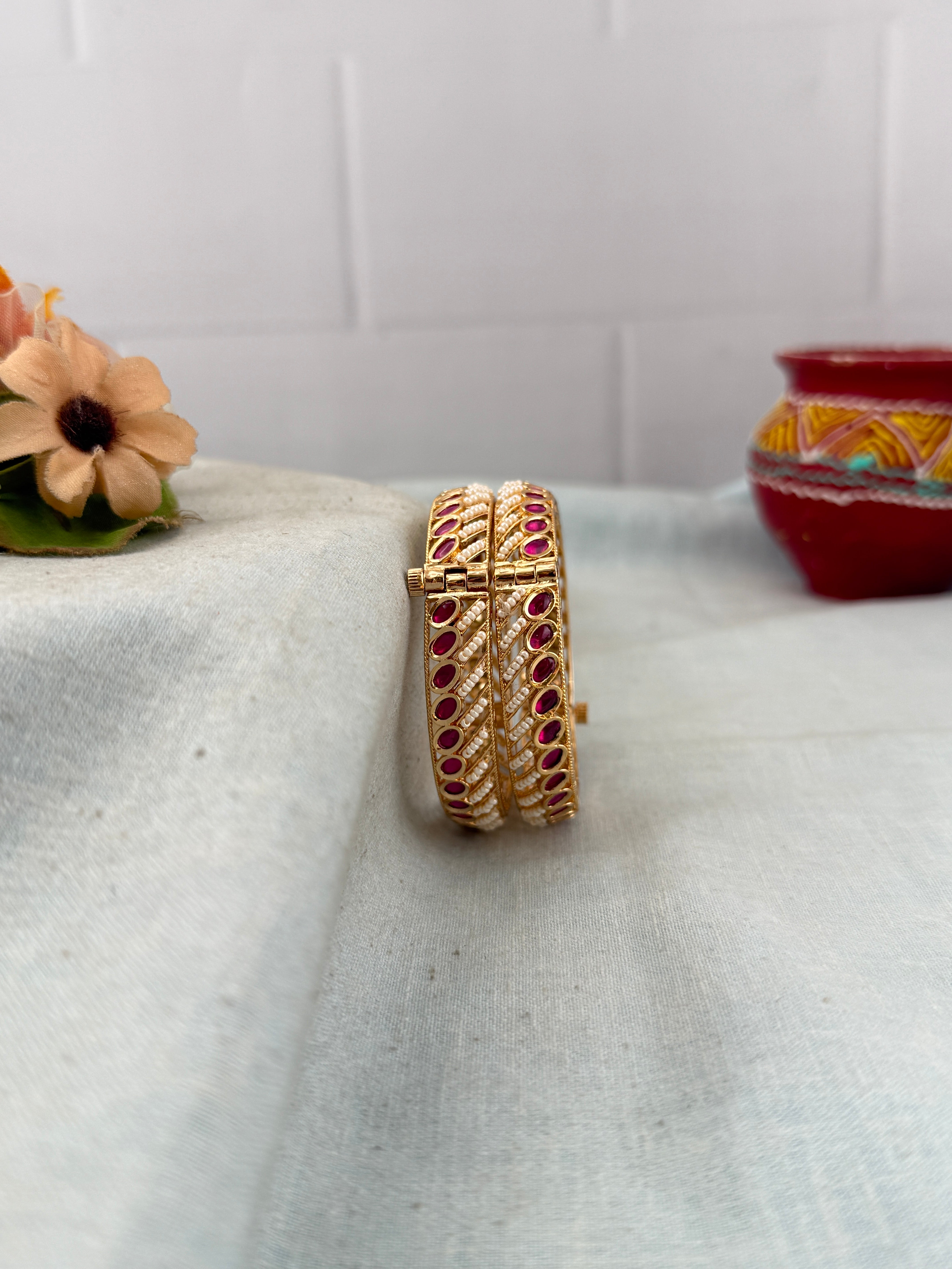 Antique temple style bridal bangles for women by Mahila