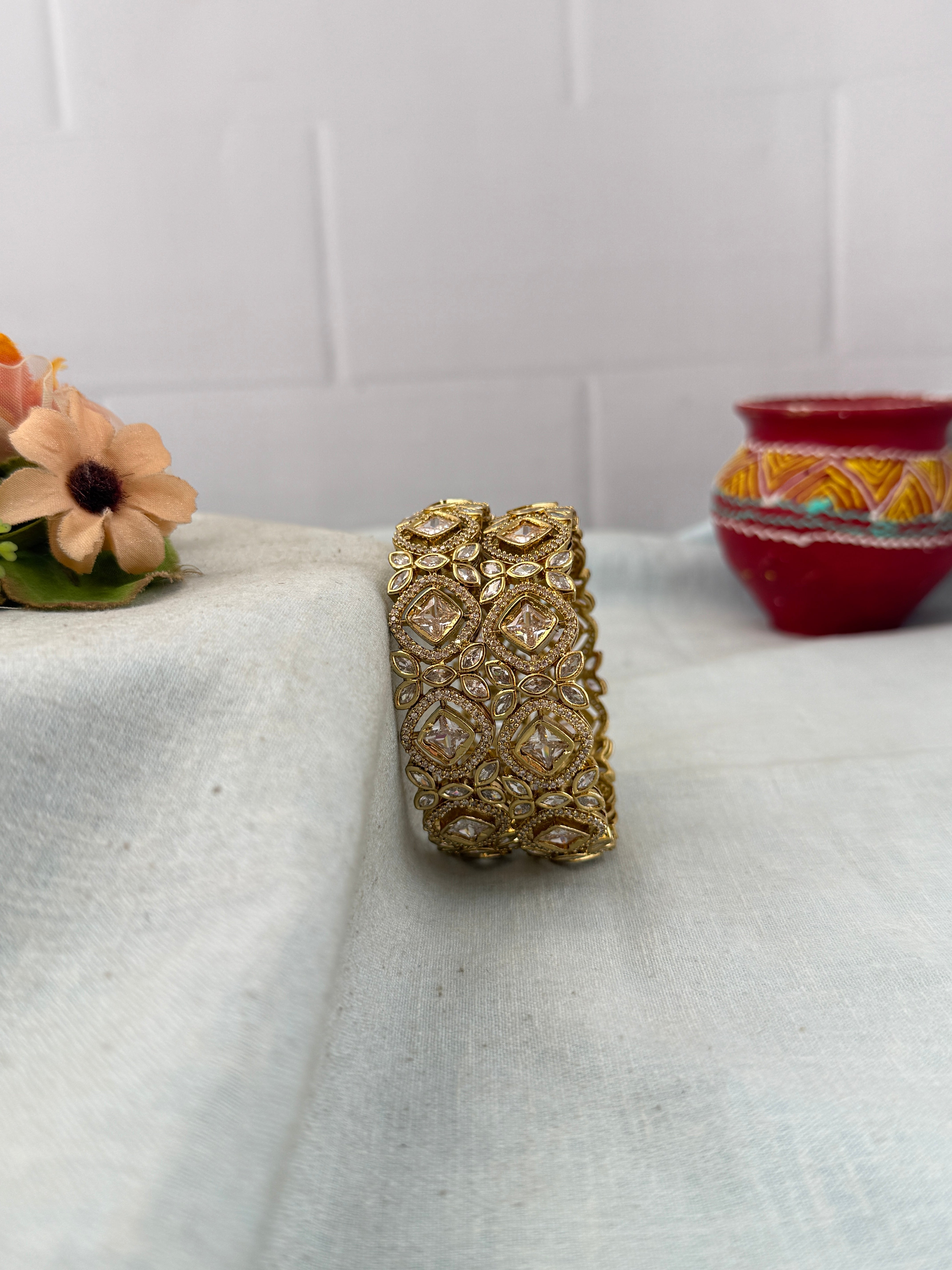 Antique temple style bridal bangles for women by Mahila