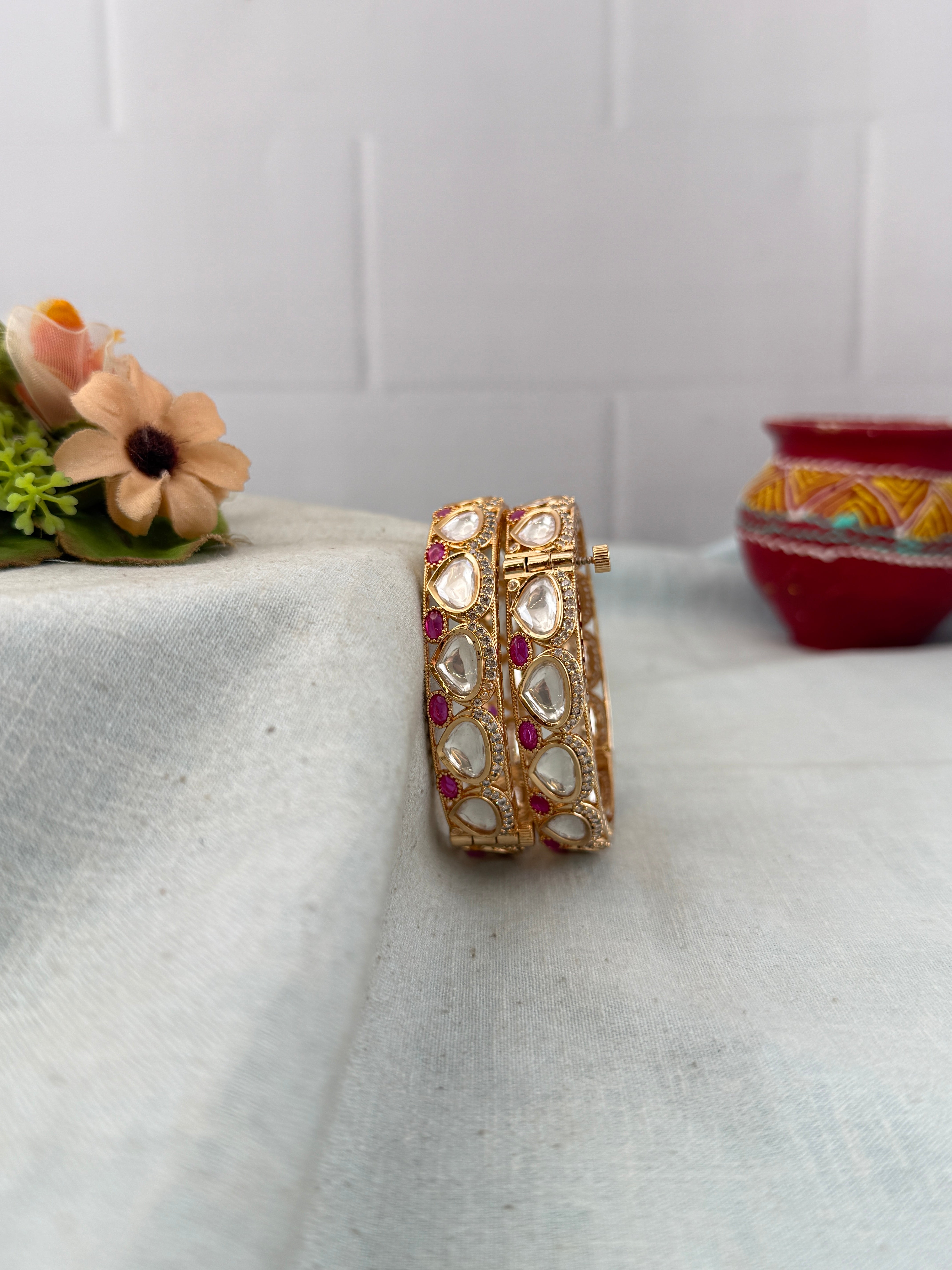 Antique temple style bridal bangles for women by Mahila