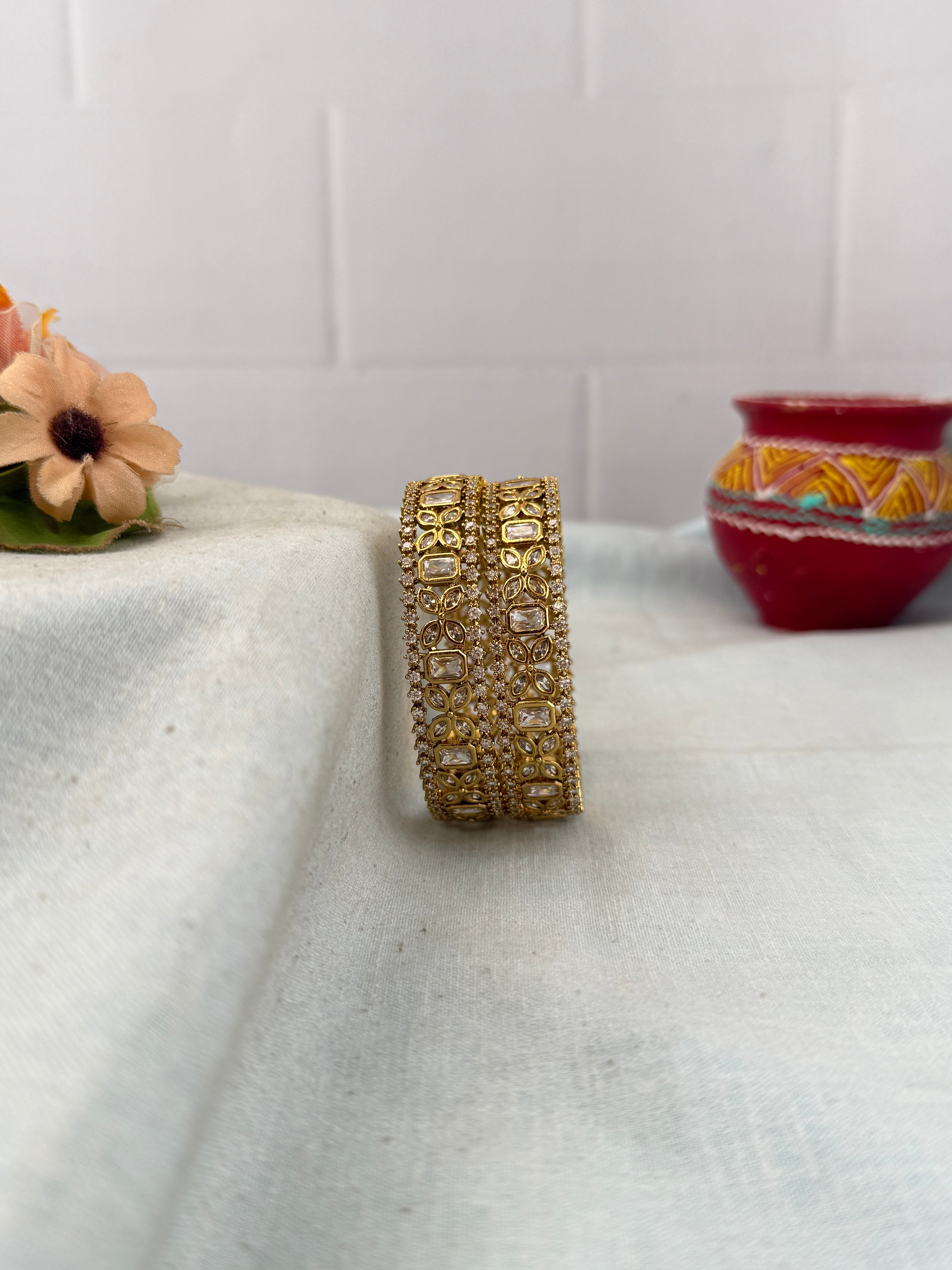 Antique temple style bridal bangles for women by Mahila