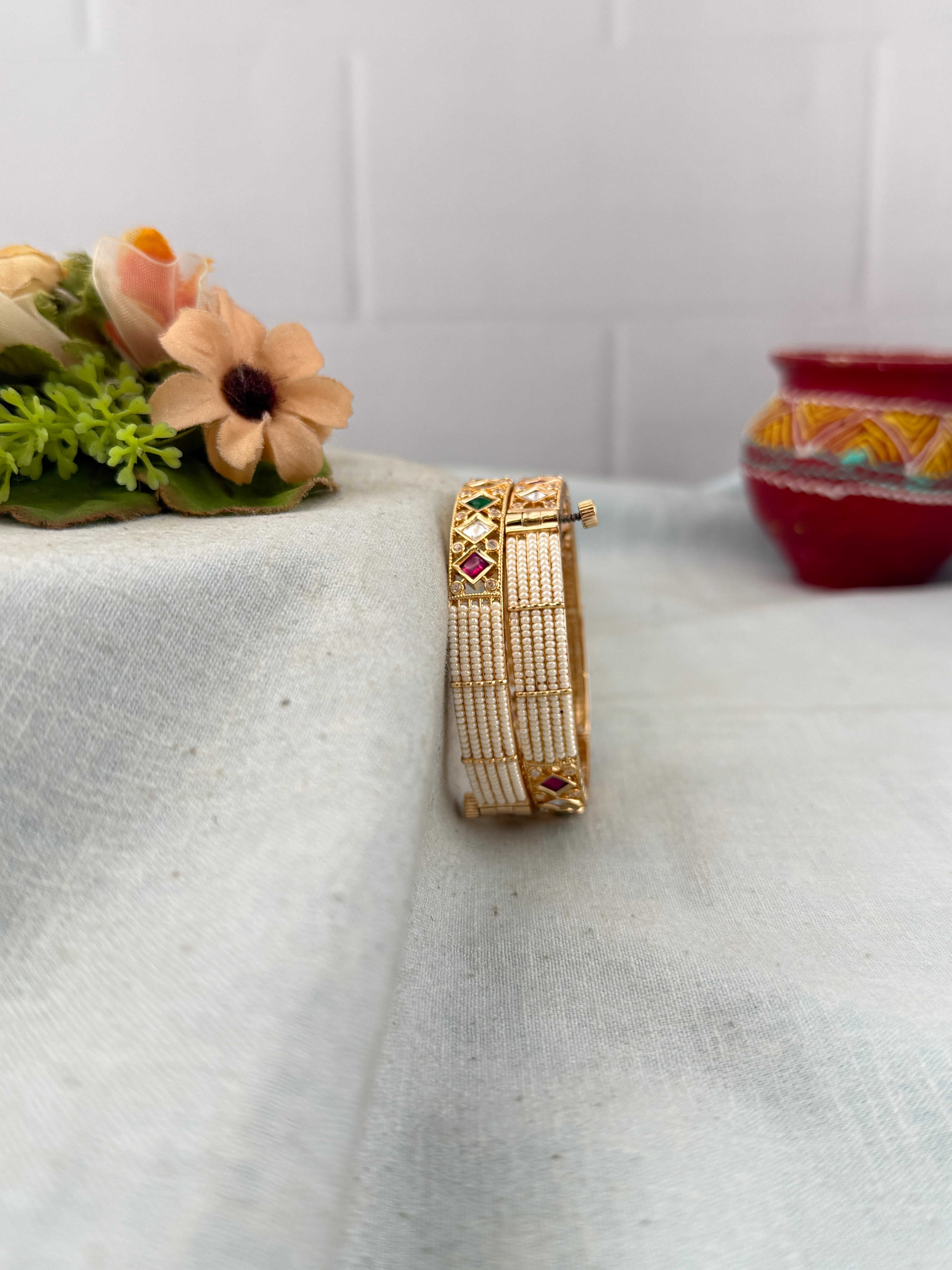 Antique temple style bridal bangles for women by Mahila