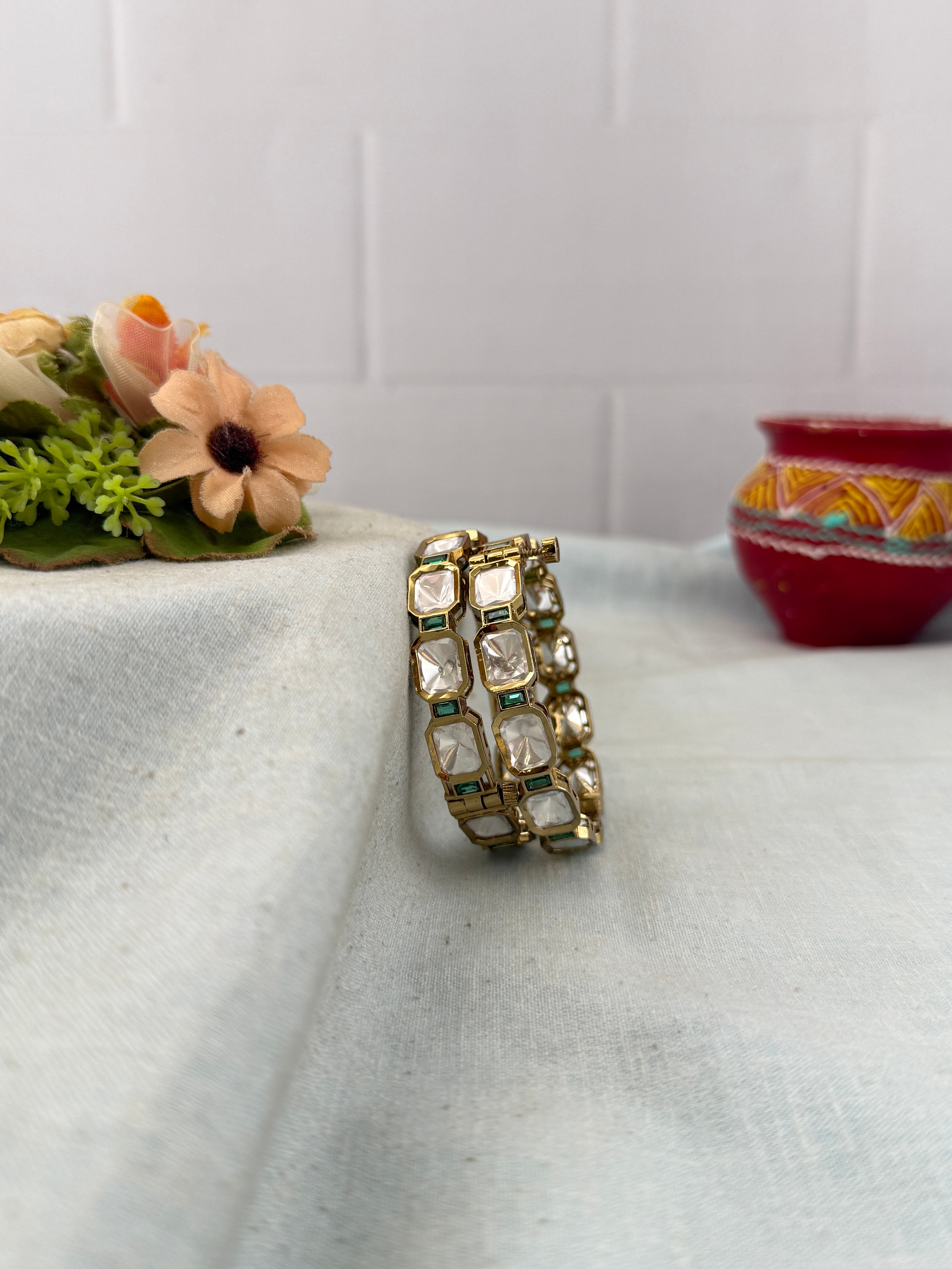 Antique temple style bridal bangles for women by Mahila