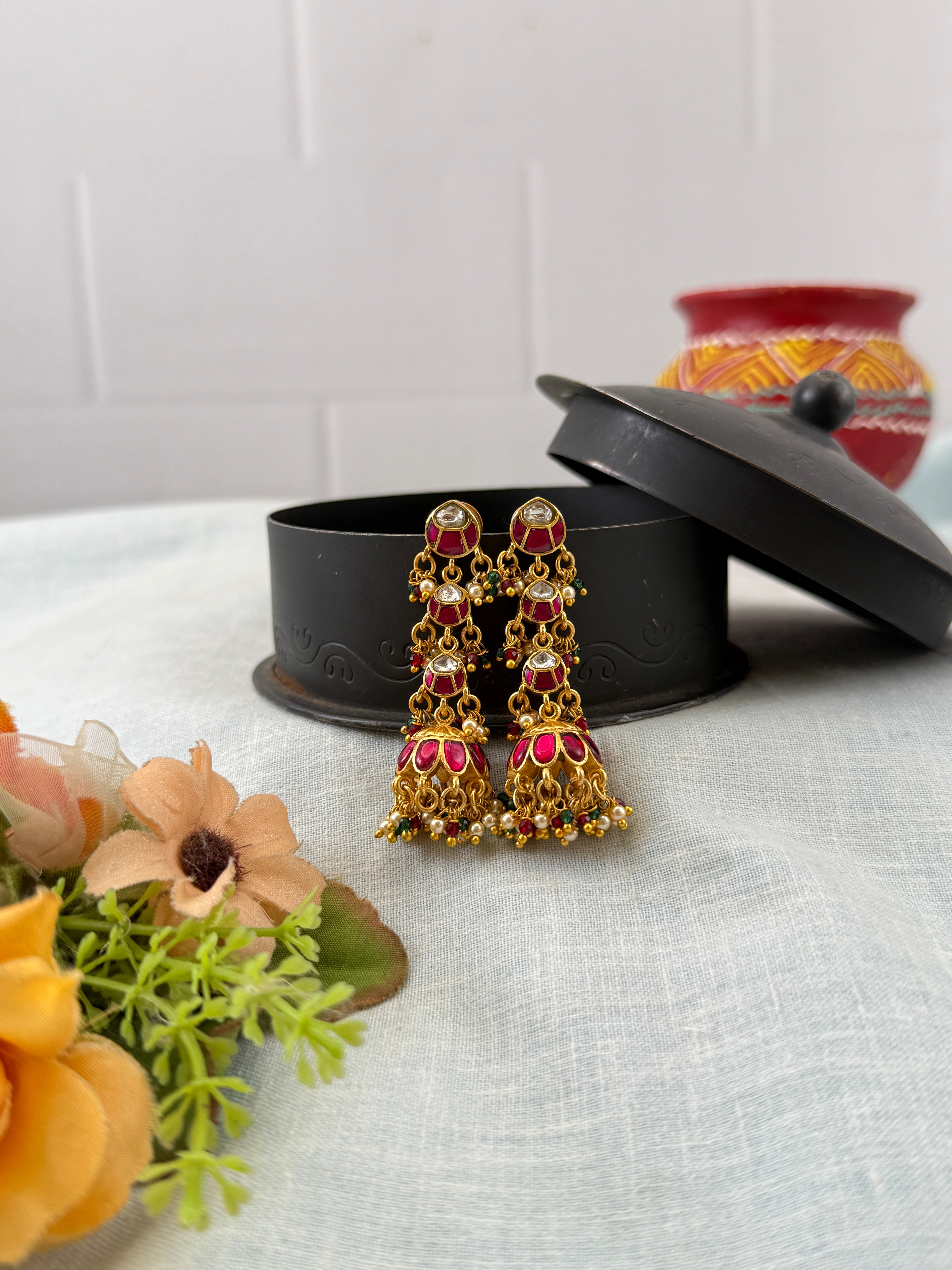 Jadau Kundan Jhumka Earrings E0182