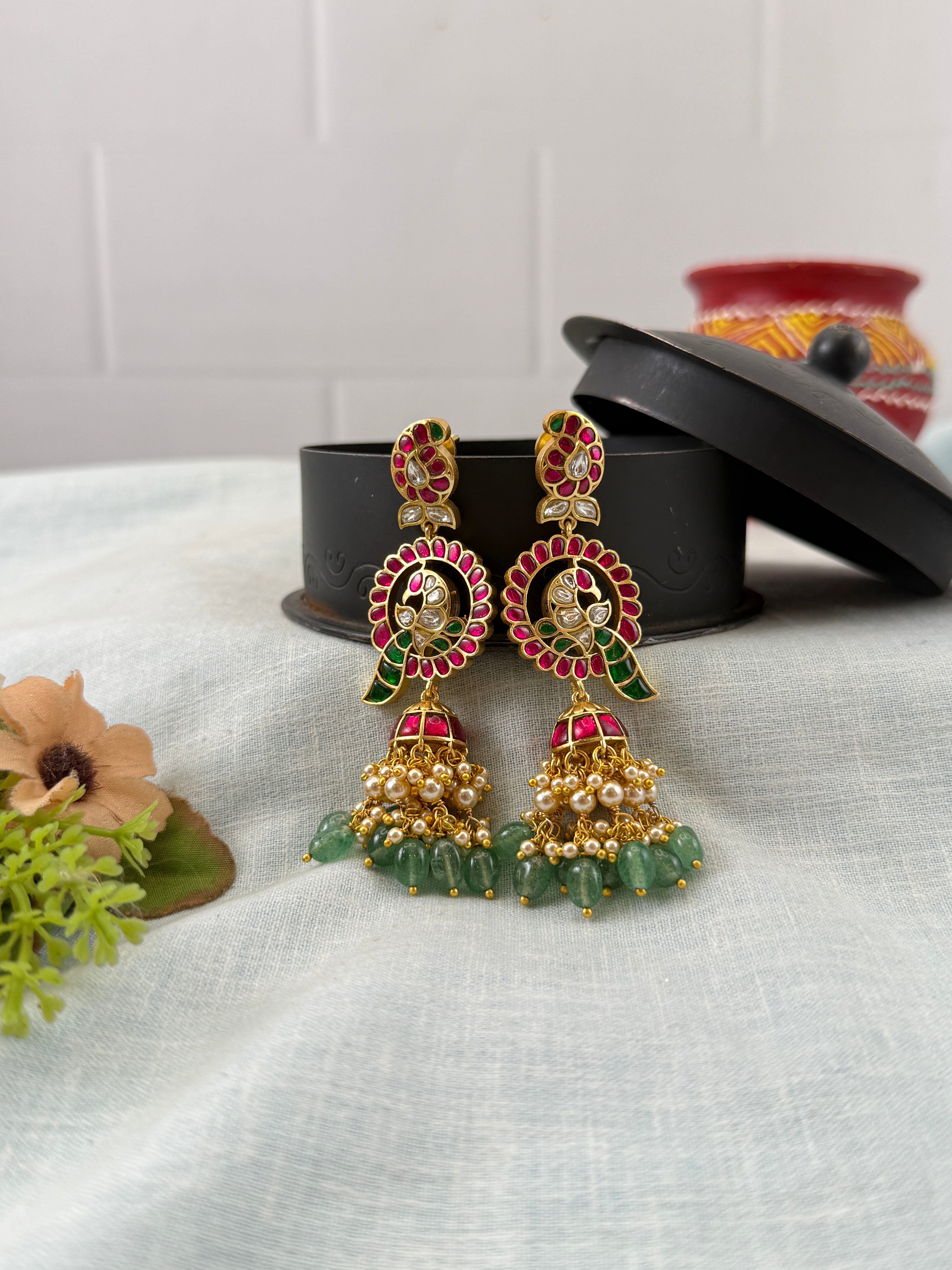 Jadau Kundan Jhumka Earrings E0170
