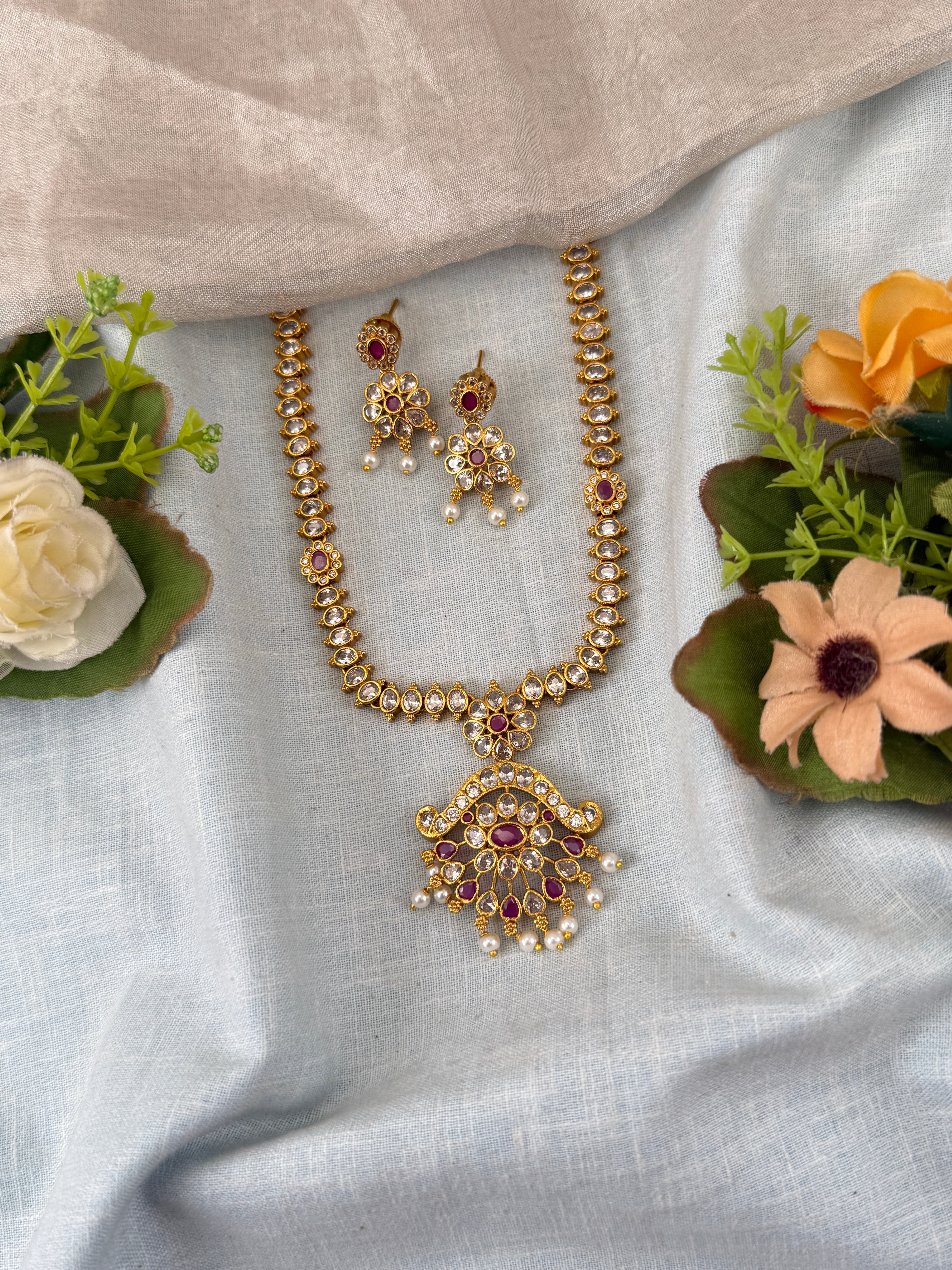 Antique Stone Necklace Set Short N0422