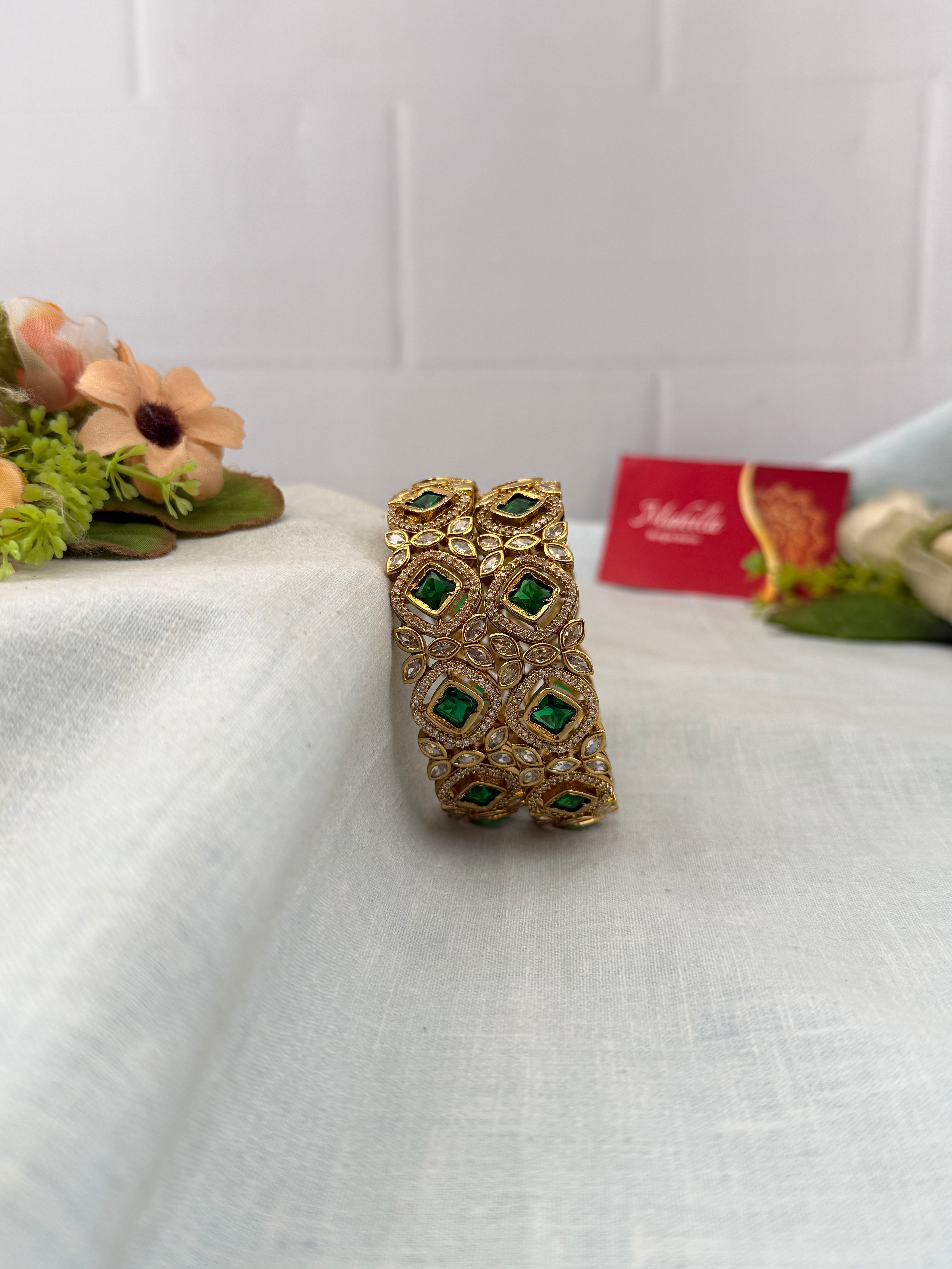 Antique temple style bridal bangles for women by Mahila