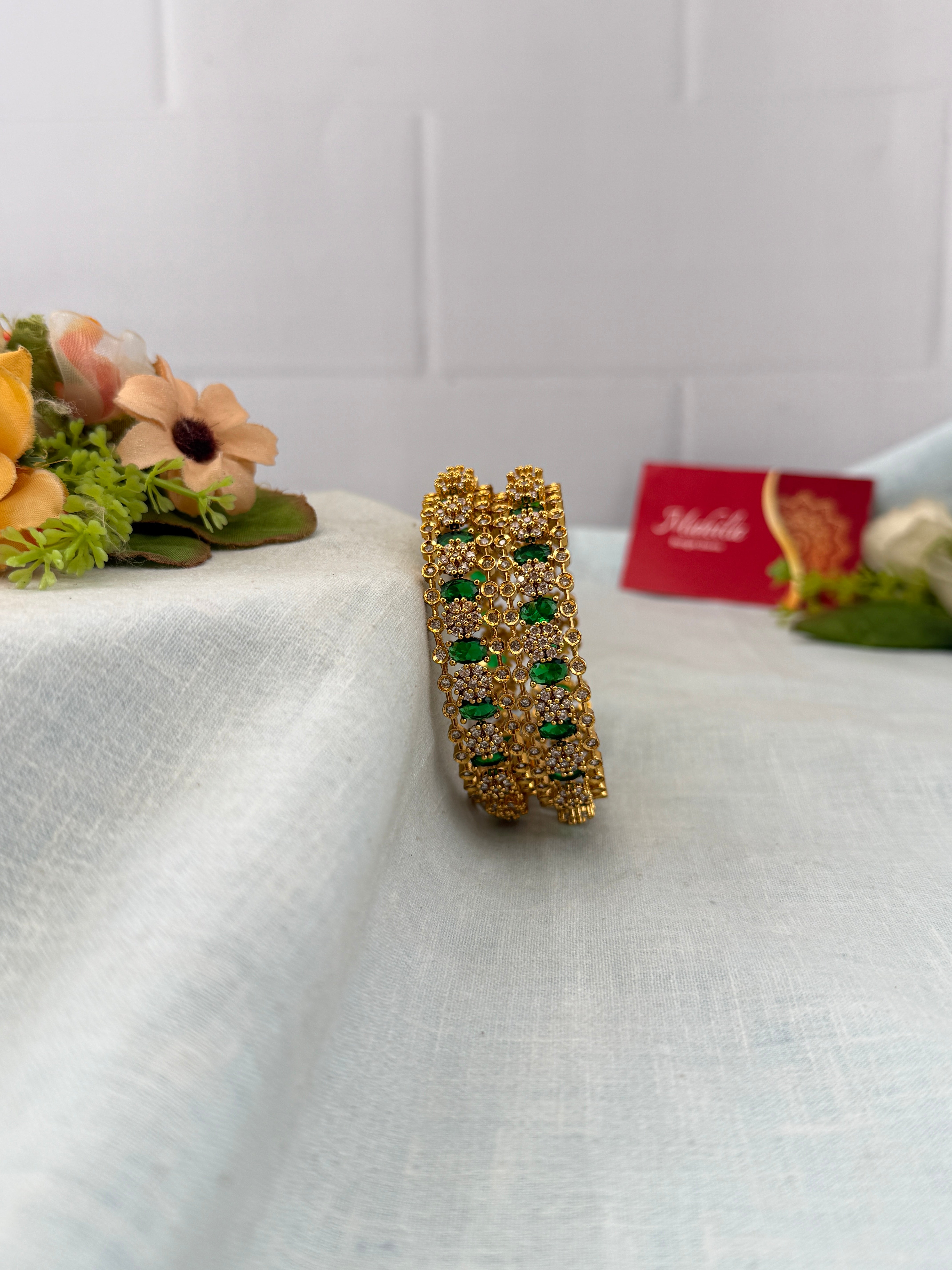 Antique temple style bridal bangles for women by Mahila